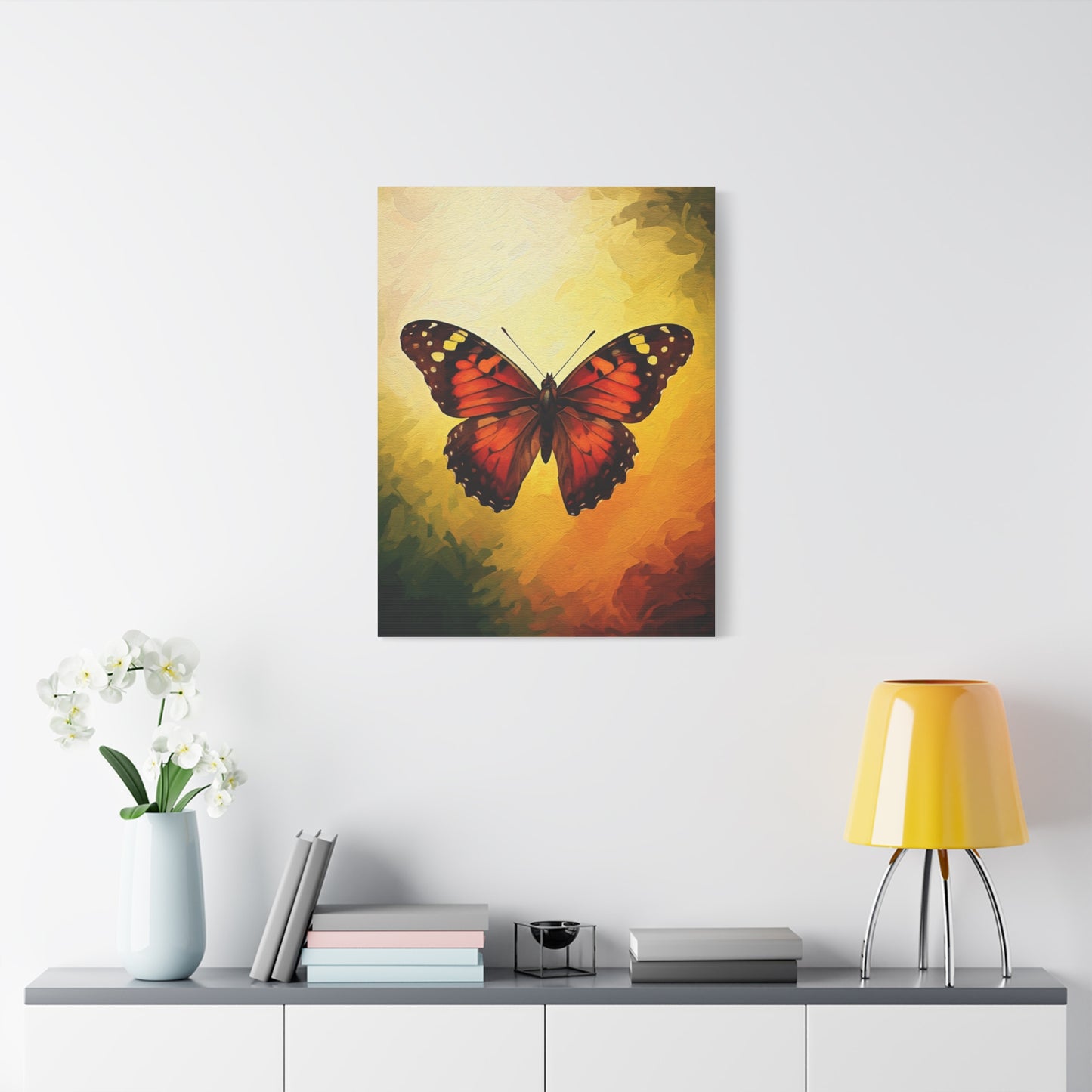 Radiant Sunset Butterfly Portrait Wall Art & Canvas Prints