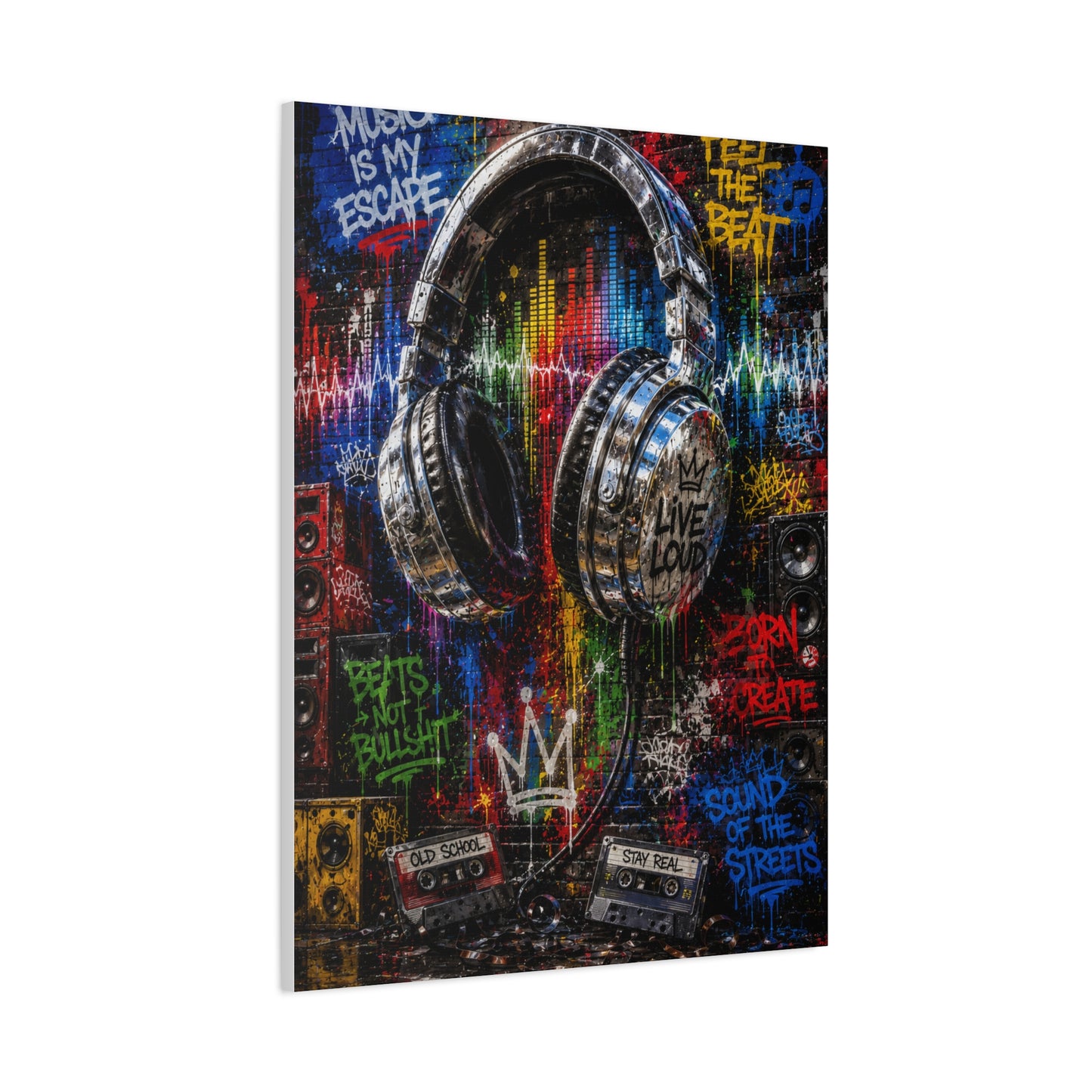 Graffiti Headphones Music Street Wall Art & Canvas Print