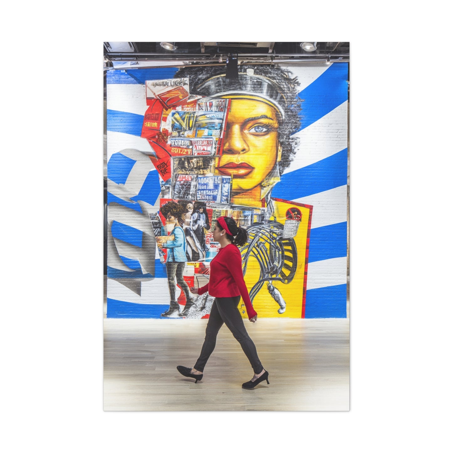 Urban Collage Mural Portrait Wall Art & Canvas Print