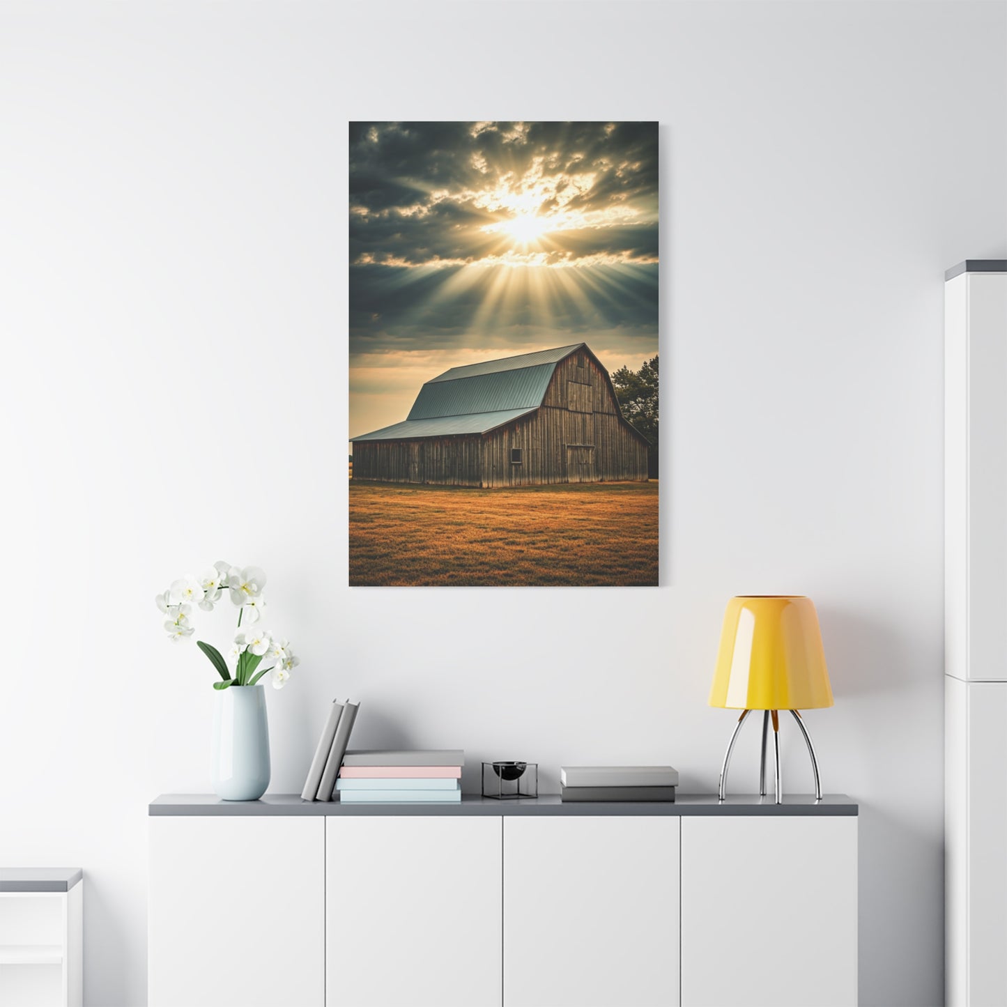 Sunbreak Over the Old Barn Wall Art & Canvas Prints