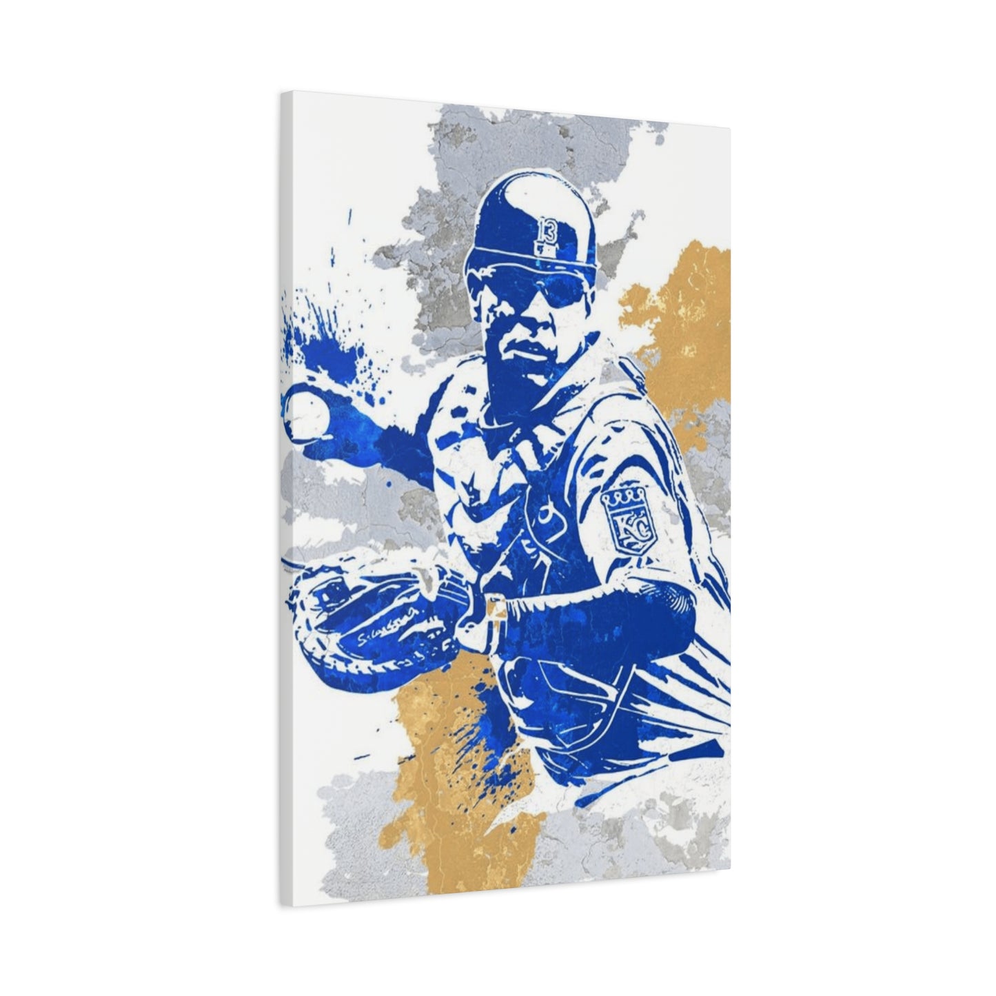 Baseball Fielder Splash Painting Wall Art & Canvas Prints