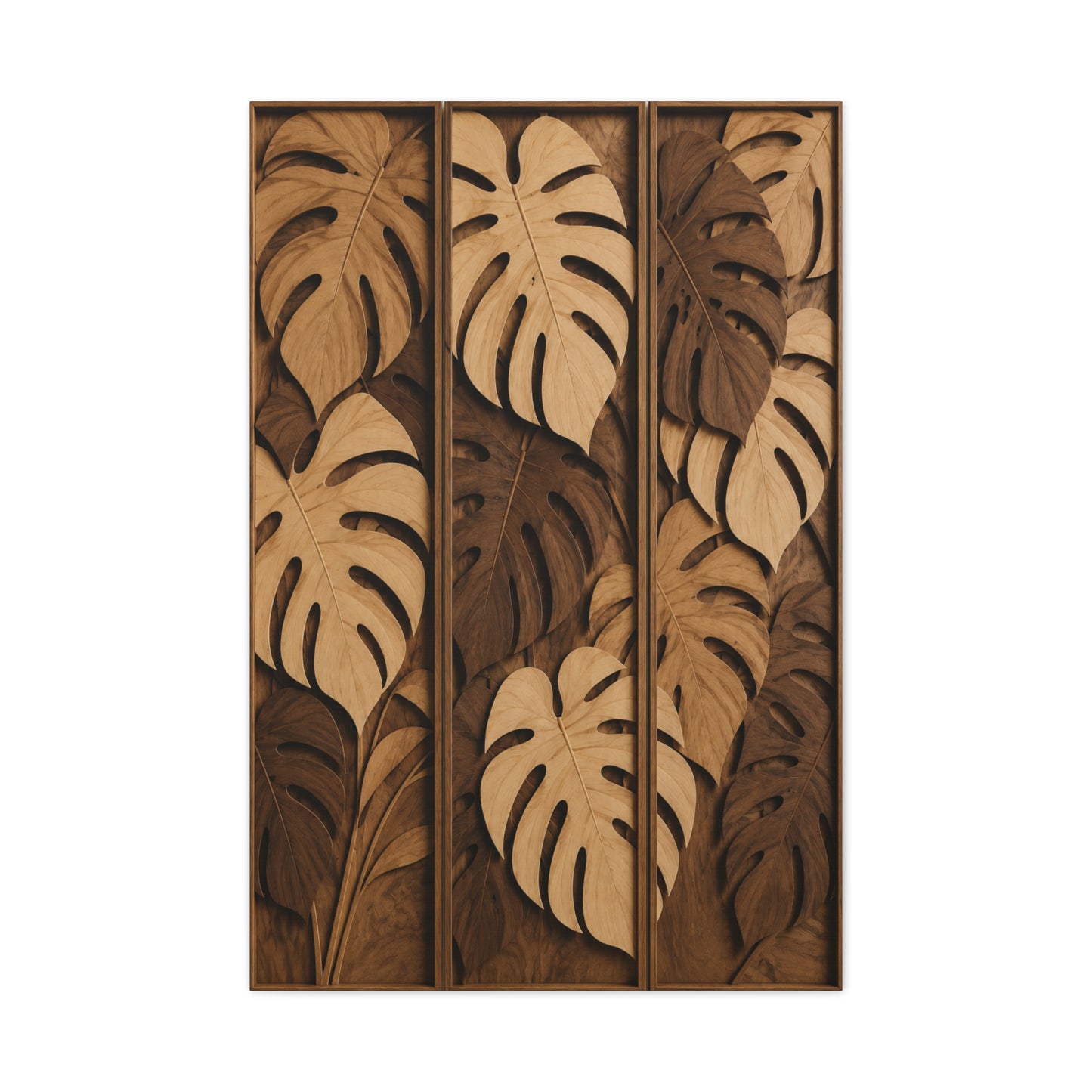 Layered Monstera Wood Panel Tropical Wall Art & Canvas Print