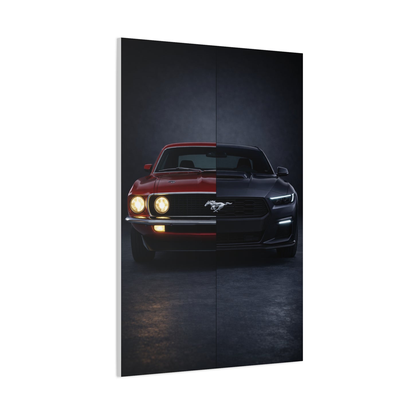 Ford Mustang Evolution Split 1969 vs Dark Horse Wall Art & Canvas Prints