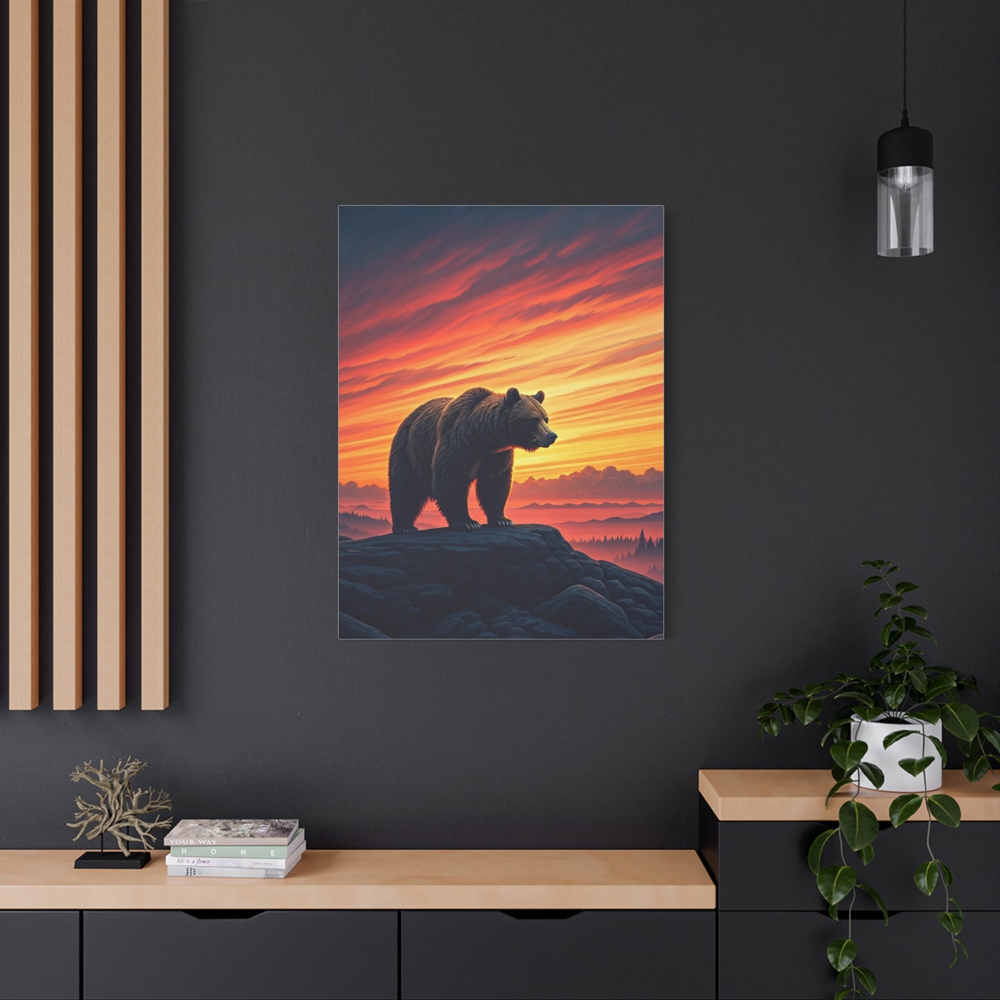 Sunset Summit Bear Silhouette Wall Art & Canvas Prints