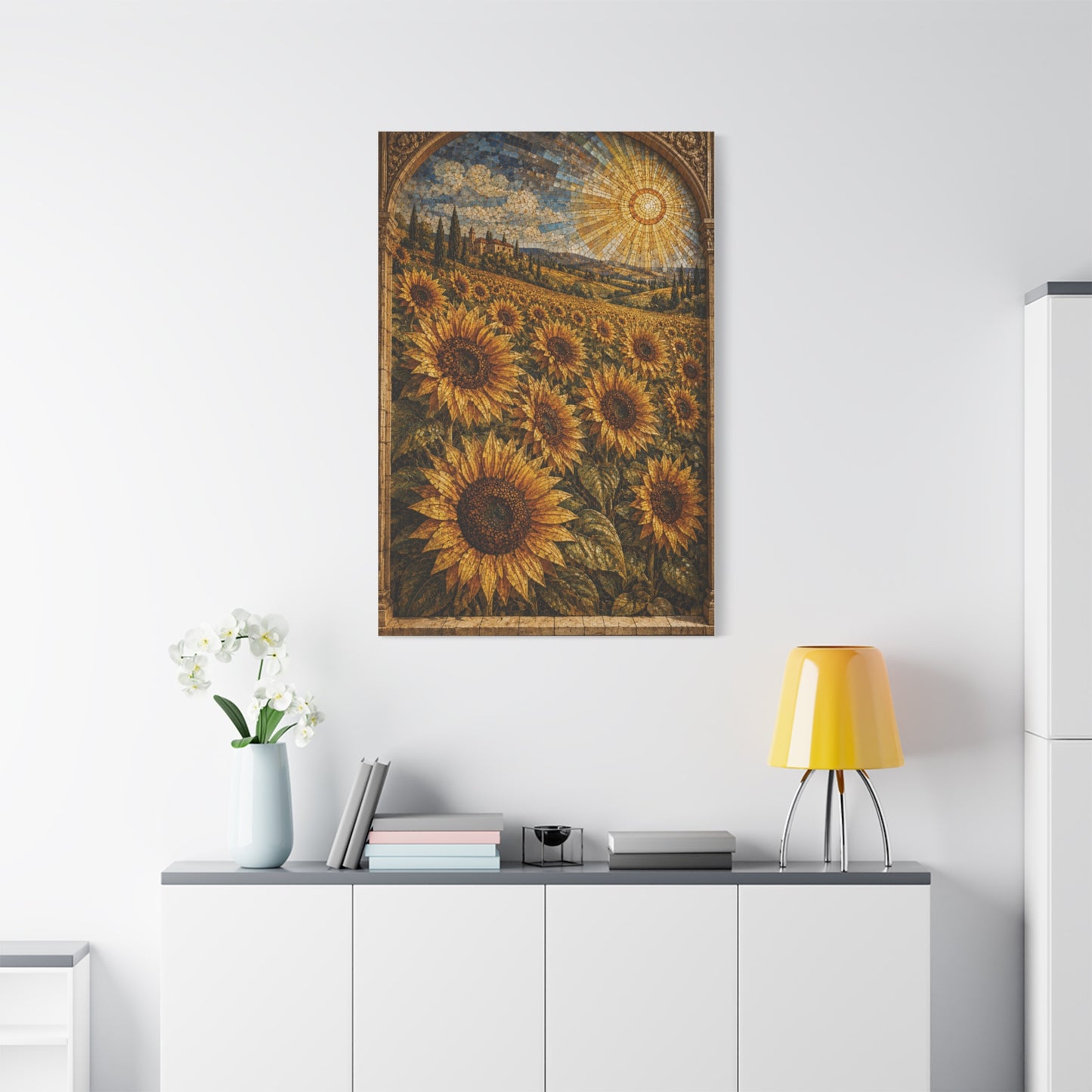 Architectural Mosaic Sunflower Field Wall Art & Canvas Print