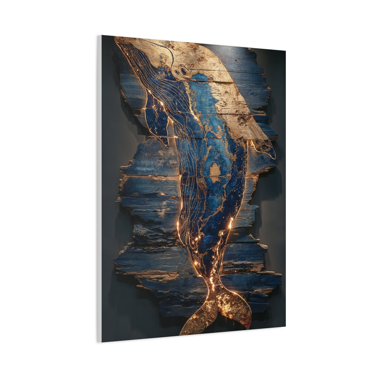 Driftwood Whale Coastal Sculpture Wall Art & Canvas Print