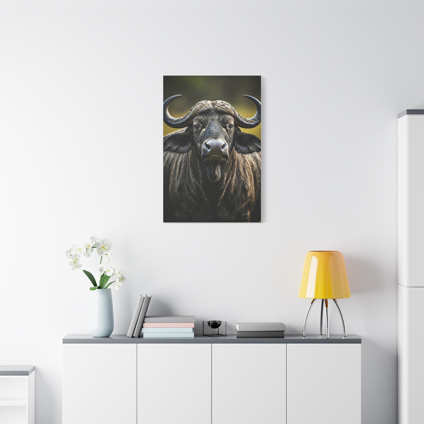 Golden Rim-Lit Buffalo Portrait Wall Art & Canvas Print