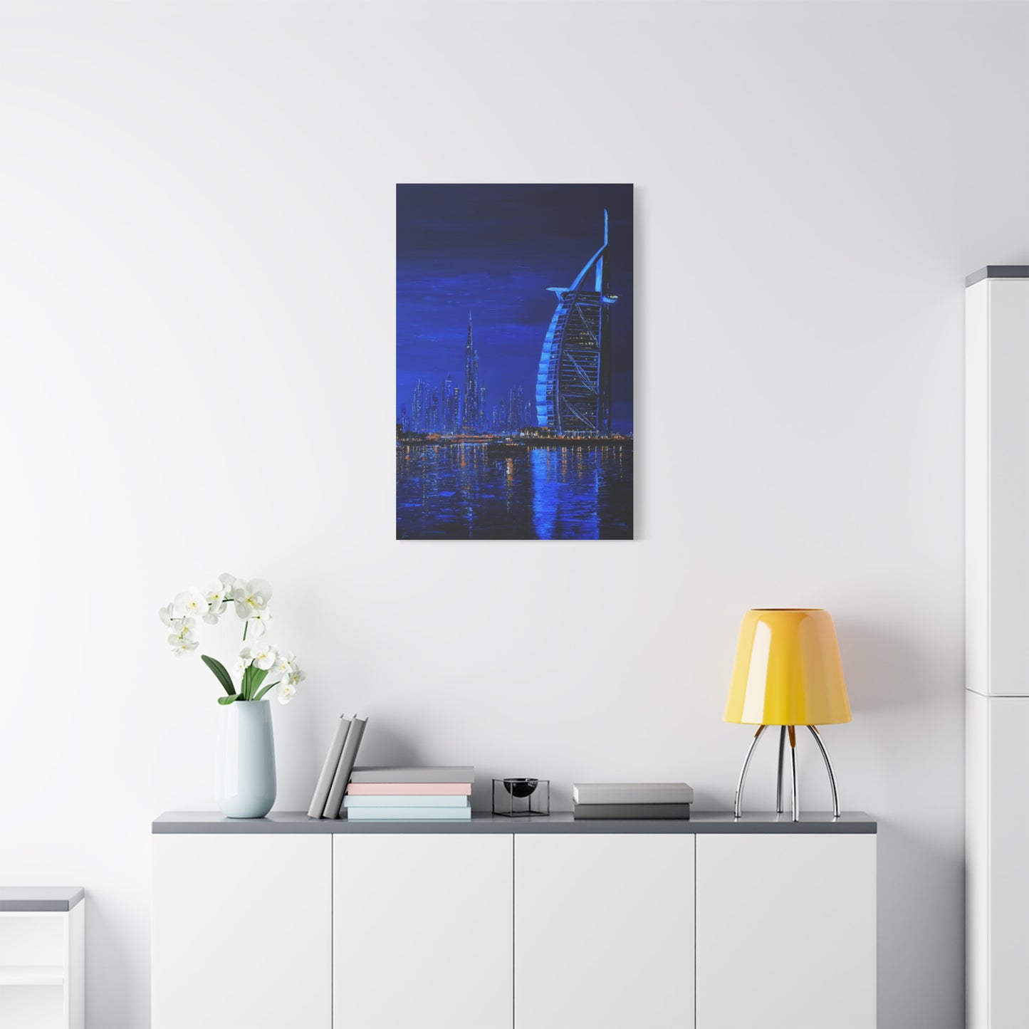 Dubai Skyline Blue Night Luxury Wall Art & Canvas Print