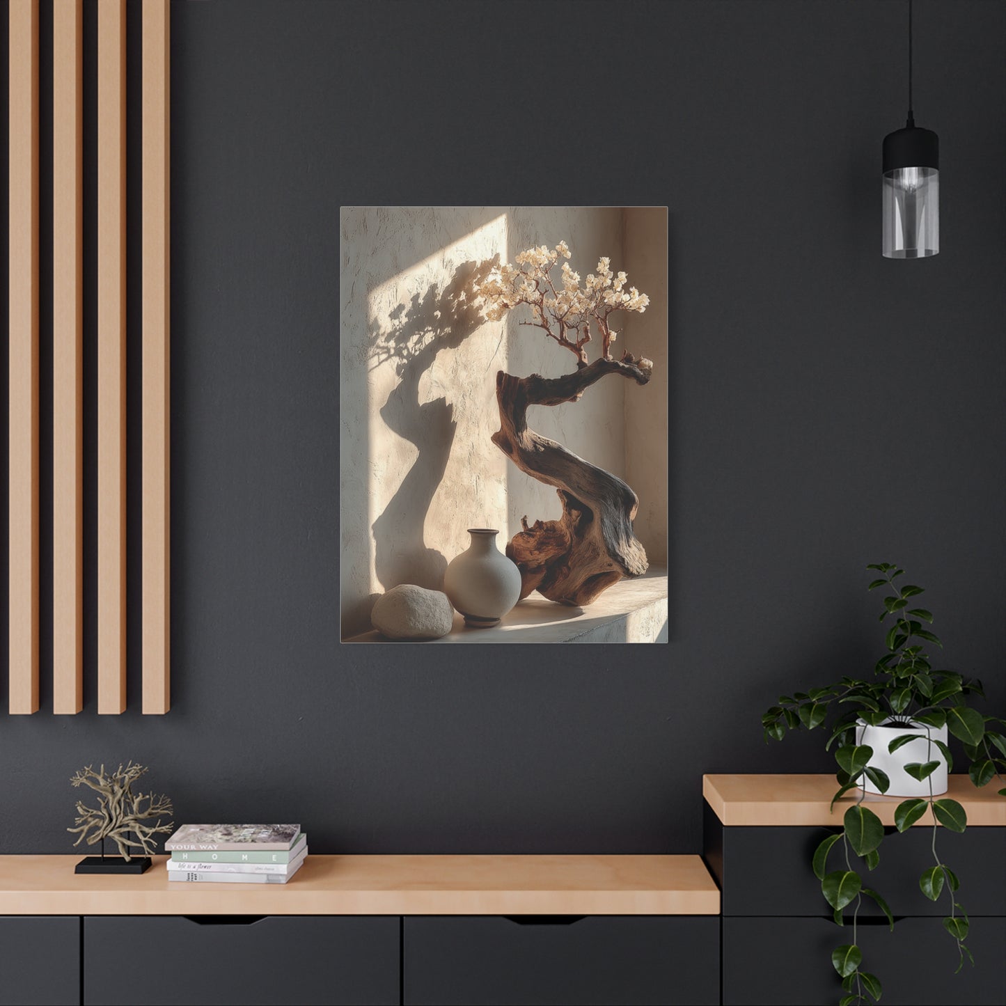 Sculptural Driftwood Bonsai Wall Art & Canvas Print
