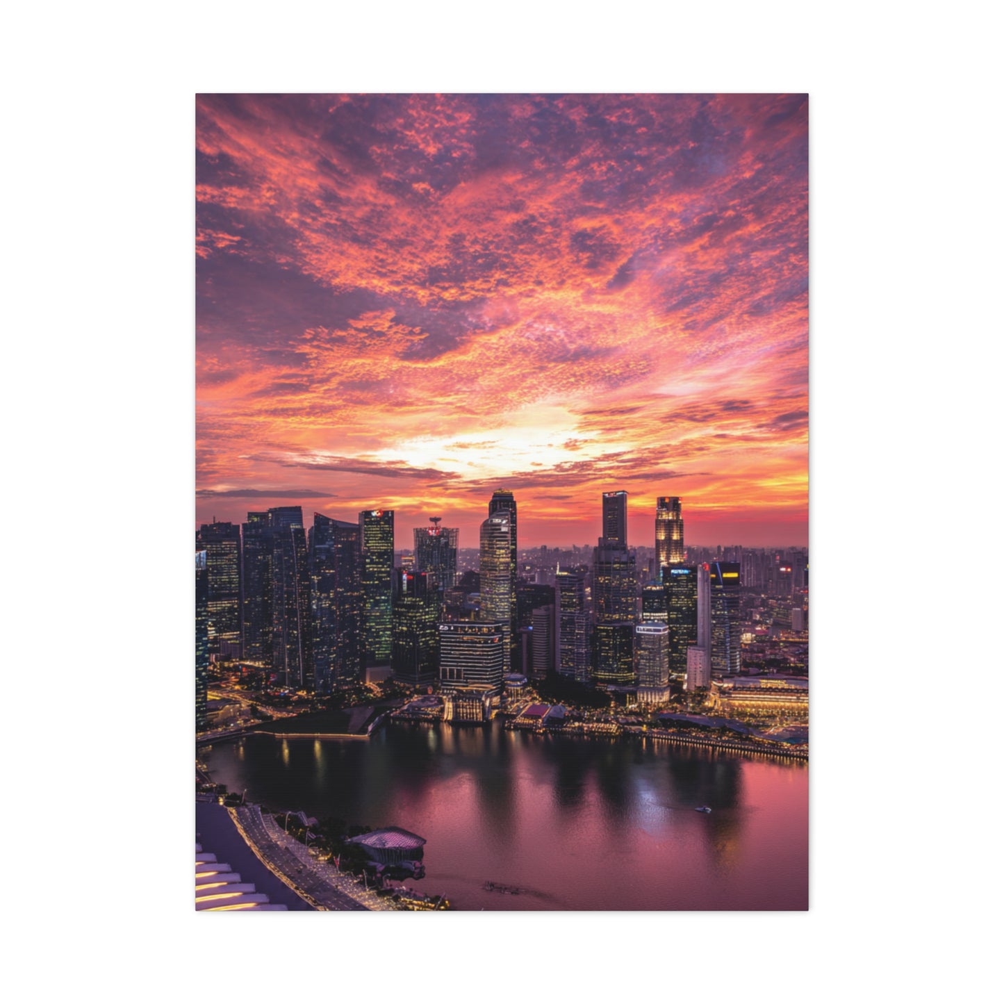 Singapore Skyline Sunset Reflections Wall Art & Canvas Print