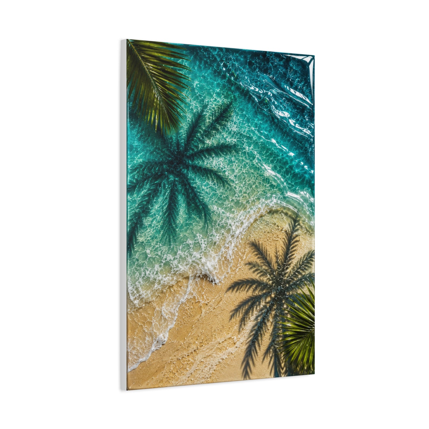 Aerial Coastal Palm Shadows Tropical Wall Art & Canvas Print