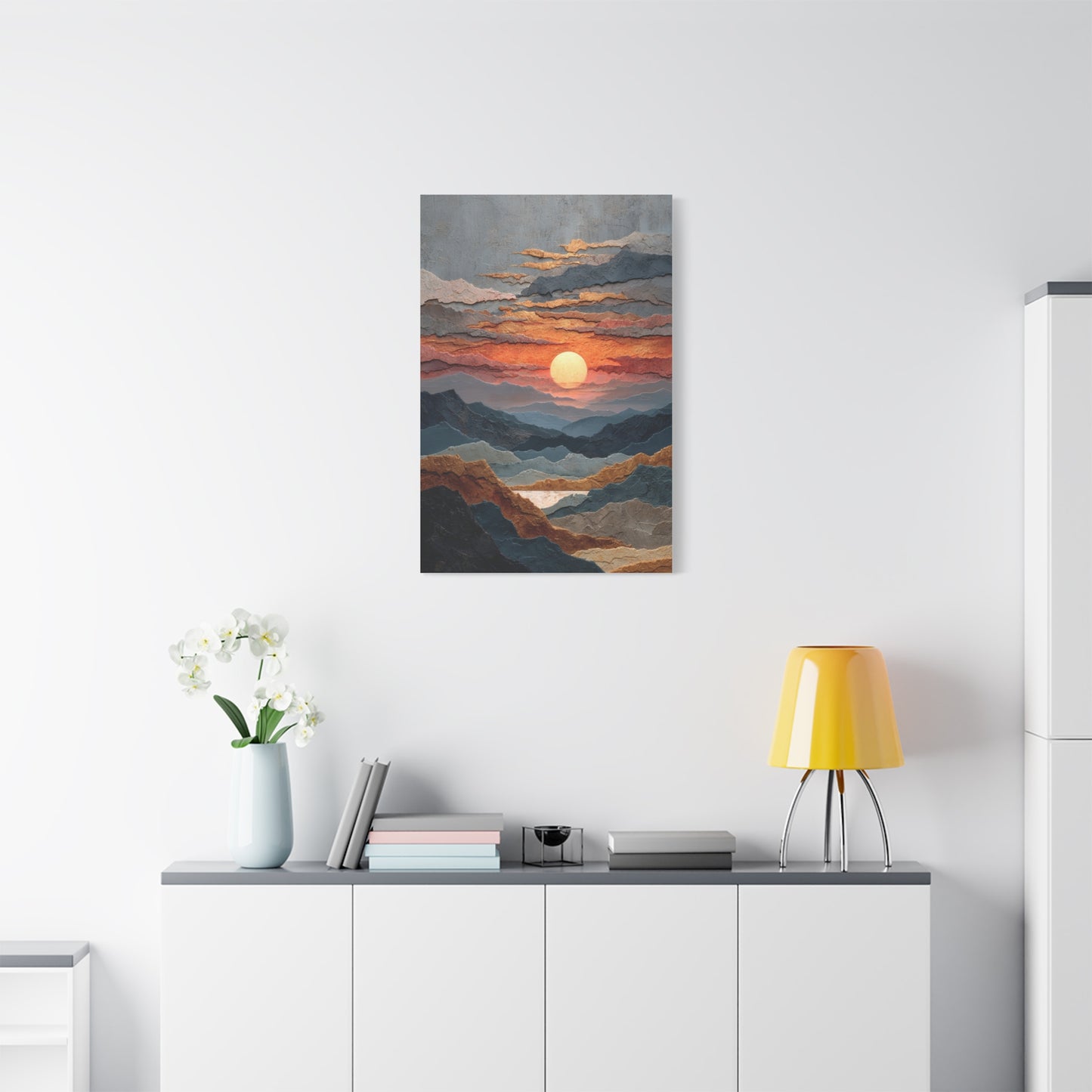 Layered Desert Sunset Abstract Landscape Wall Art & Canvas Print