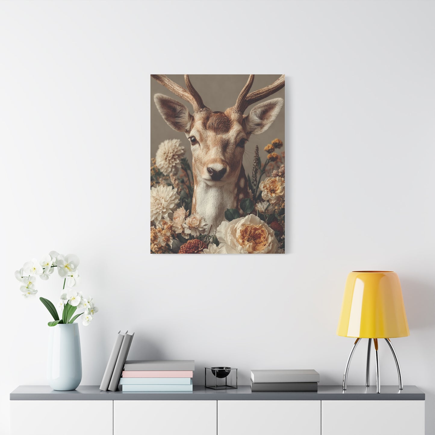 Botanical Deer Portrait Wall Art & Canvas Print