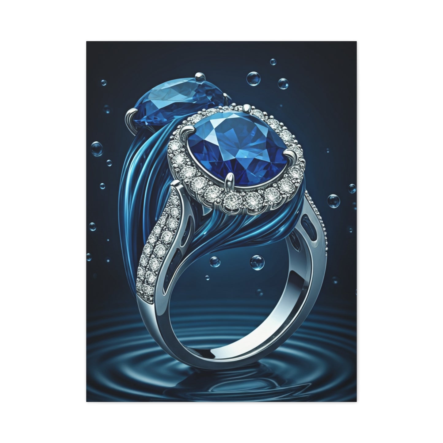 Blue Sapphire Ring in Deep Water Wall Art & Canvas Prints
