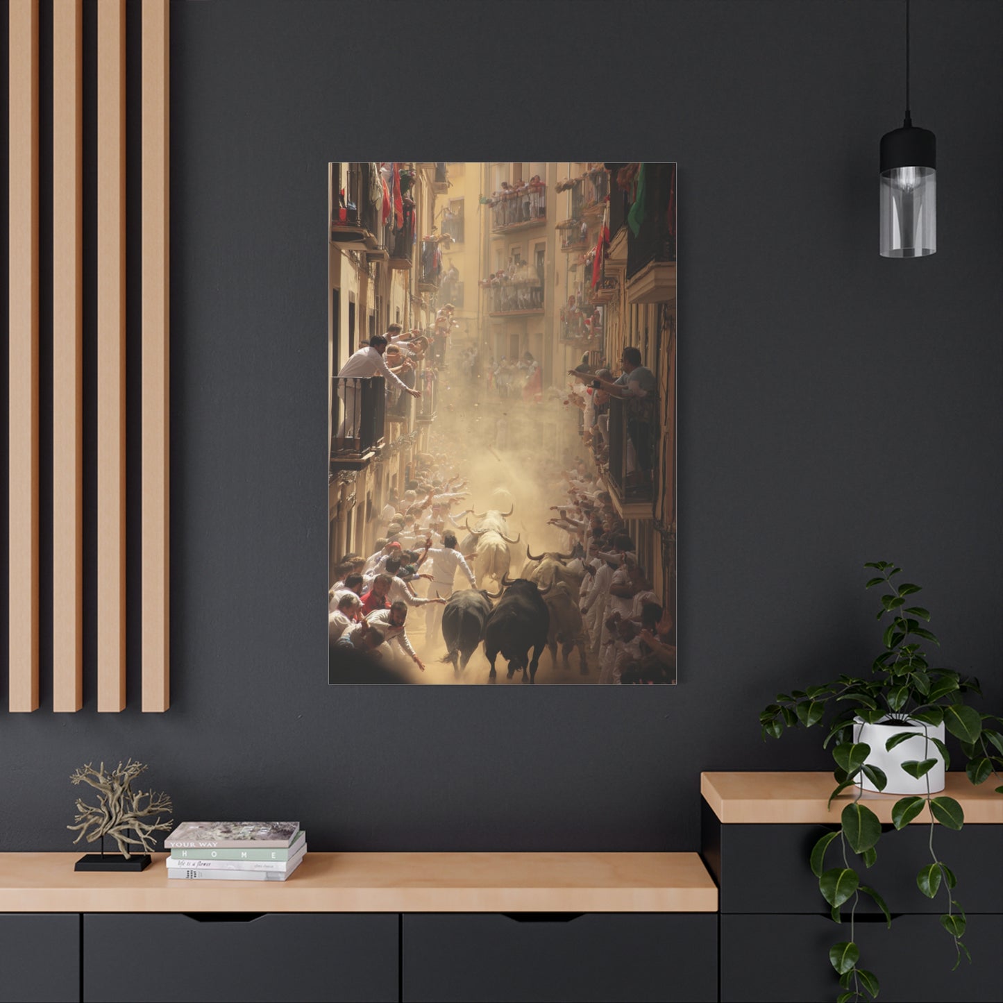 Running of the Bulls Festival Charge Wall Art & Canvas Print