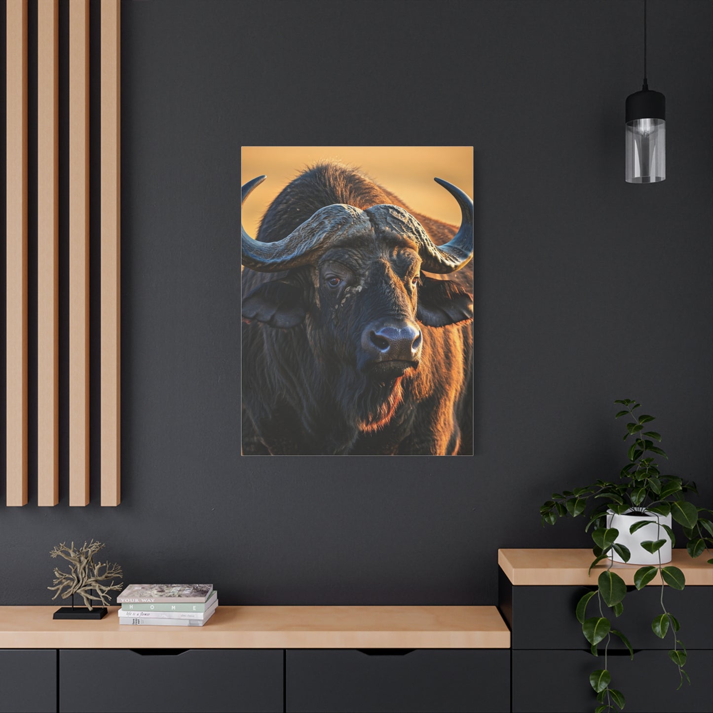 Golden Sunset Cape Buffalo Portrait Wall Art & Canvas Print