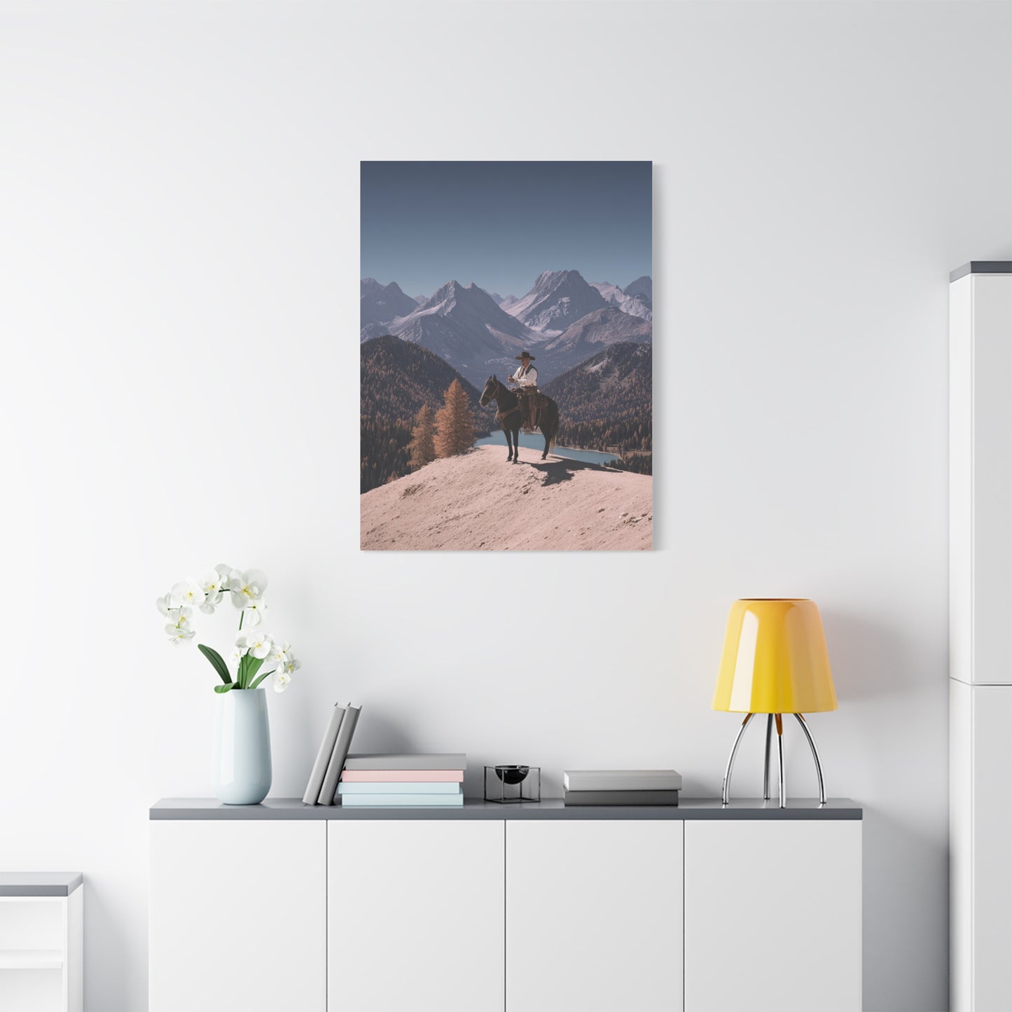 Mountain Overlook Cowboy Wall Art & Canvas Print