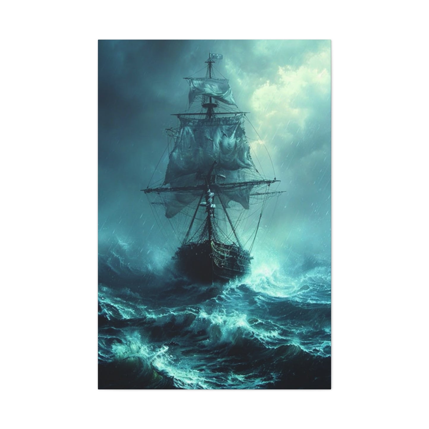Sailing Ship In Dark Drawing Wall Art & Canvas Prints