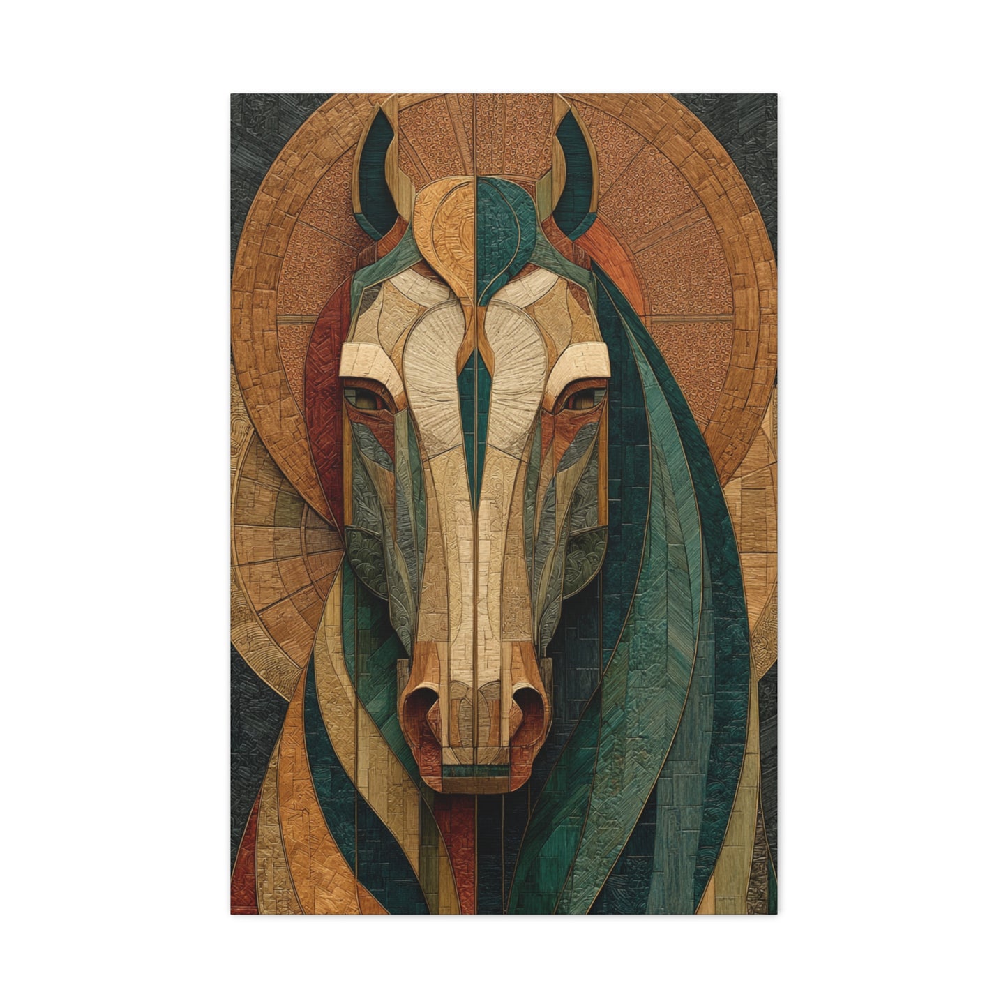 Geometric Equestrian Mosaic Portrait Wall Art & Canvas Print
