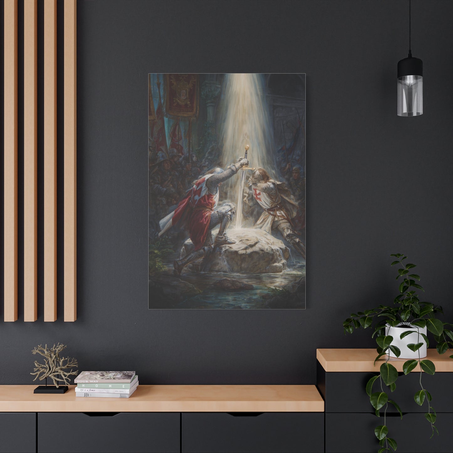 Knights Witness the Miracle of Excalibur Wall Art & Canvas Print