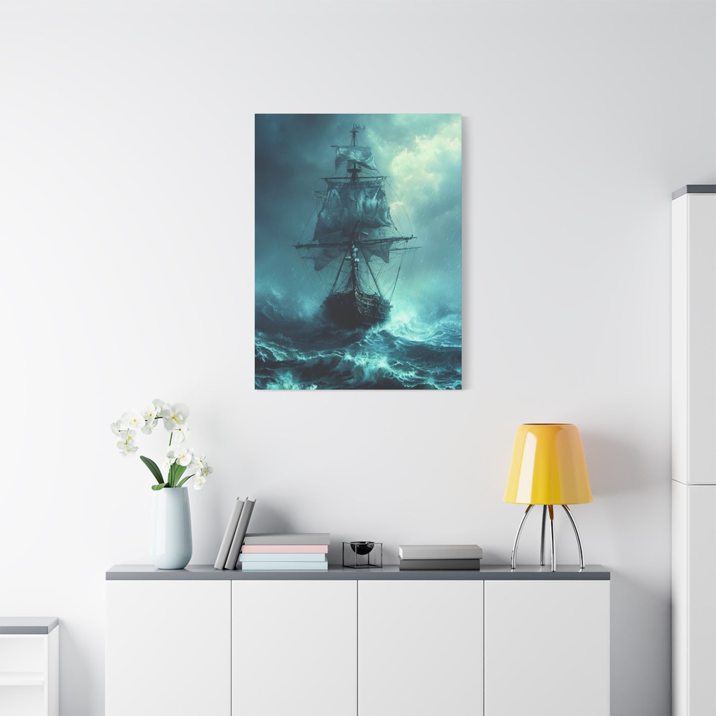Sailing Ship In Dark Drawing Wall Art & Canvas Prints