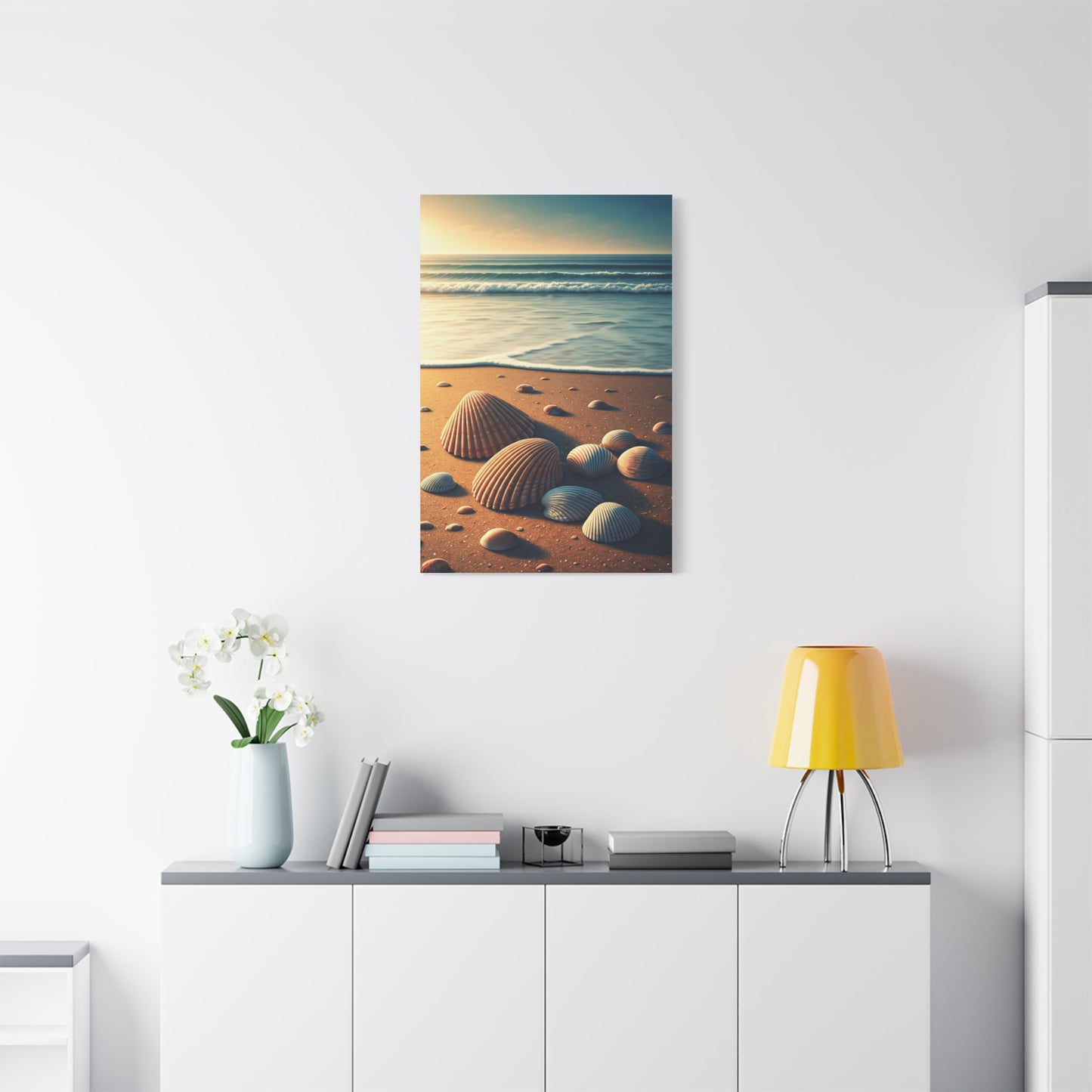 Seashell Collection on Warm Coastal Sand Wall Art & Canvas Prints