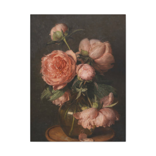 Pink Flower Vase Dark Academia Wall Art & Canvas Prints