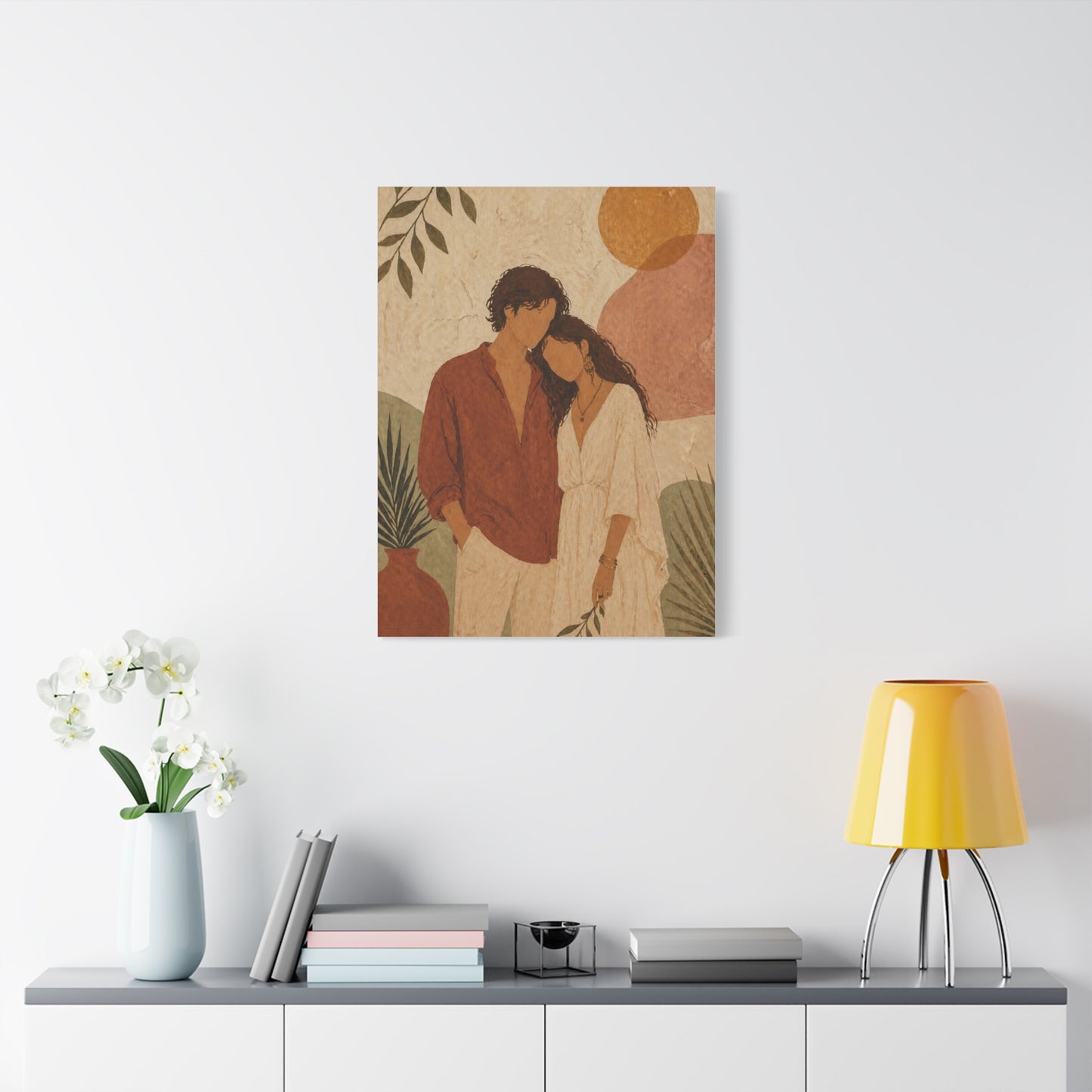 Bohemian Faceless Couple Portrait Wall Art & Canvas Print