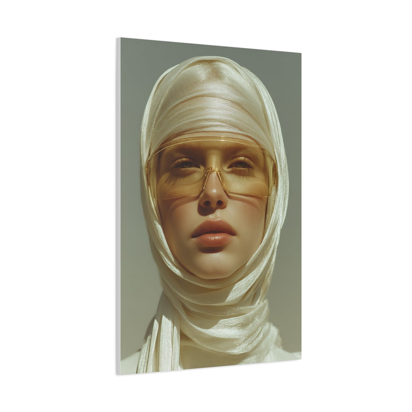 Golden Veil Futuristic Portrait Wall Art & Canvas Print