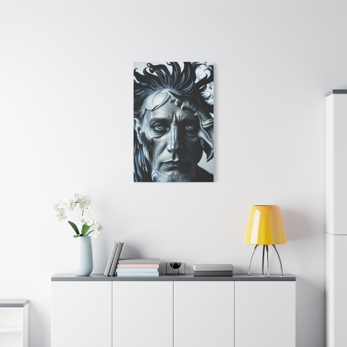 Masterpiece Black, White & Blue Art Vision Wall Art & Canvas Print