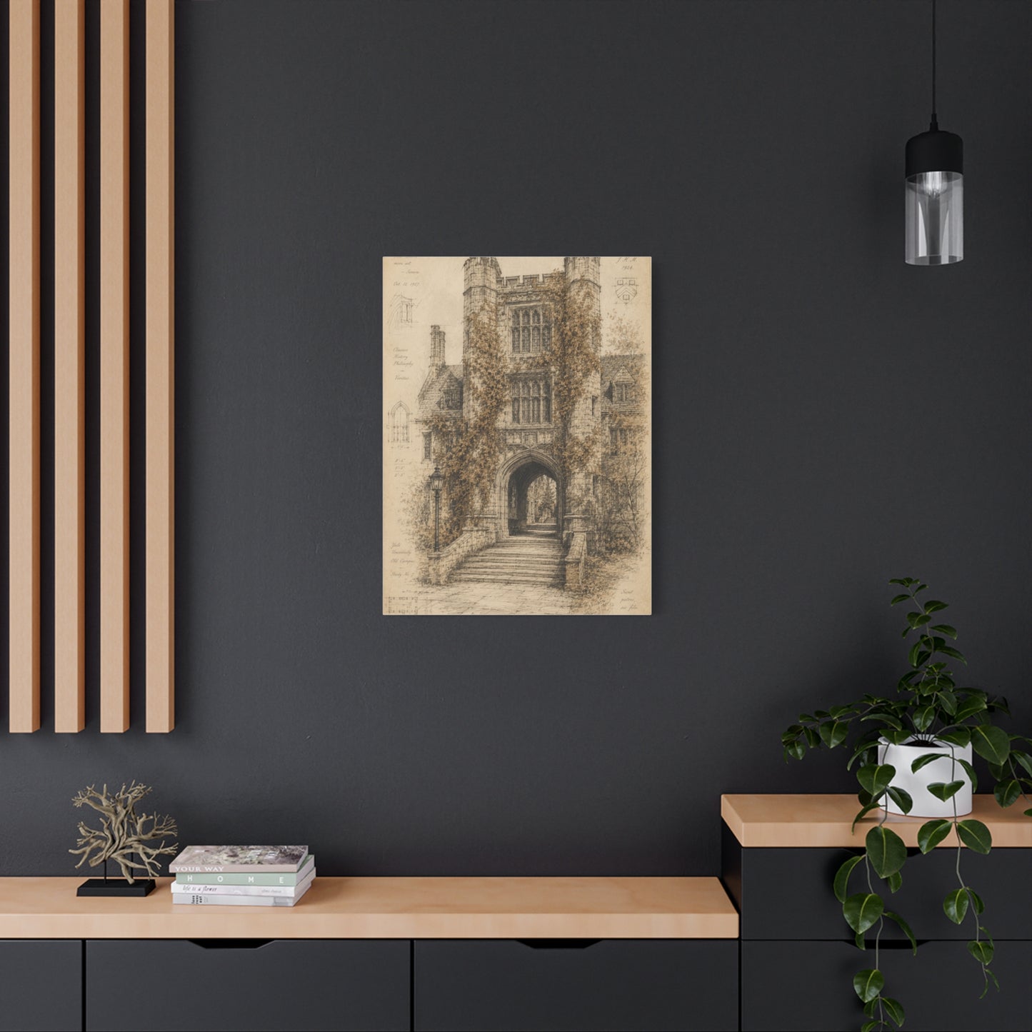 Ivy-Covered Gothic Arch Architectural Study Wall Art & Canvas Print