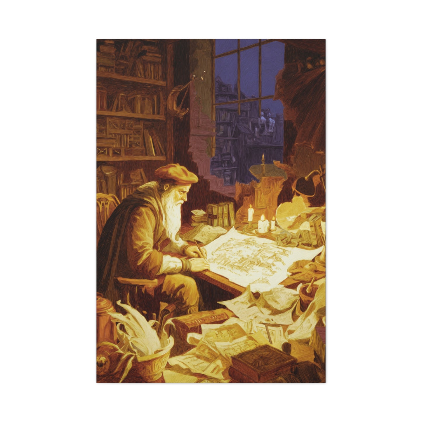 Leonardo da Vinci Working in His Workshop Wall Art & Canvas Print