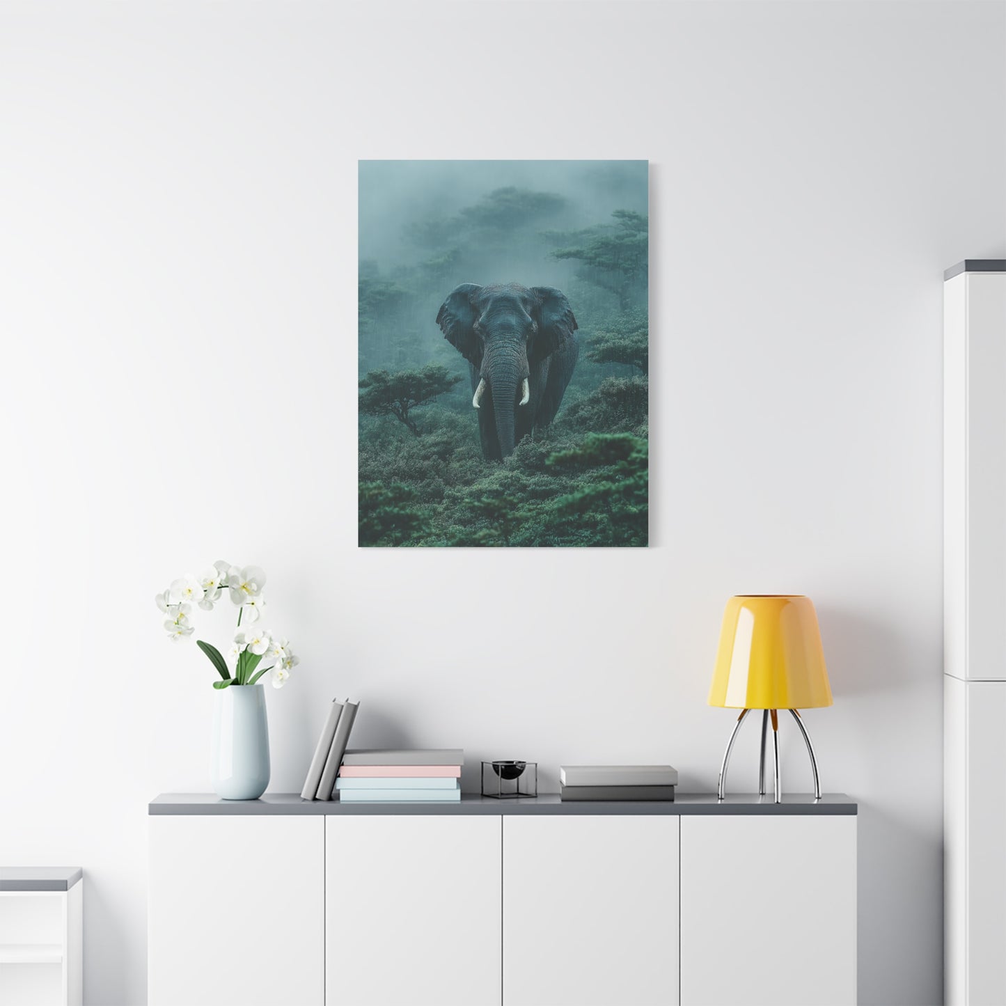 Elephant Rainforest Monsoon Portrait Wall Art & Canvas Print