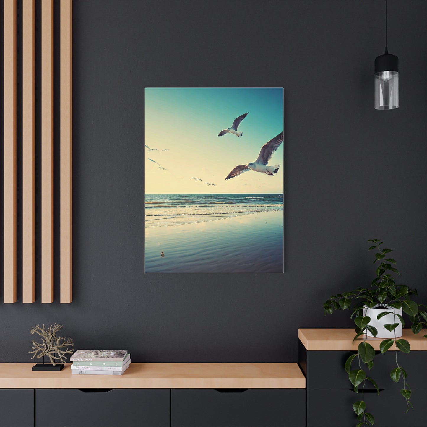 Seagulls in Flight Over Gentle Waves Wall Art & Canvas Prints
