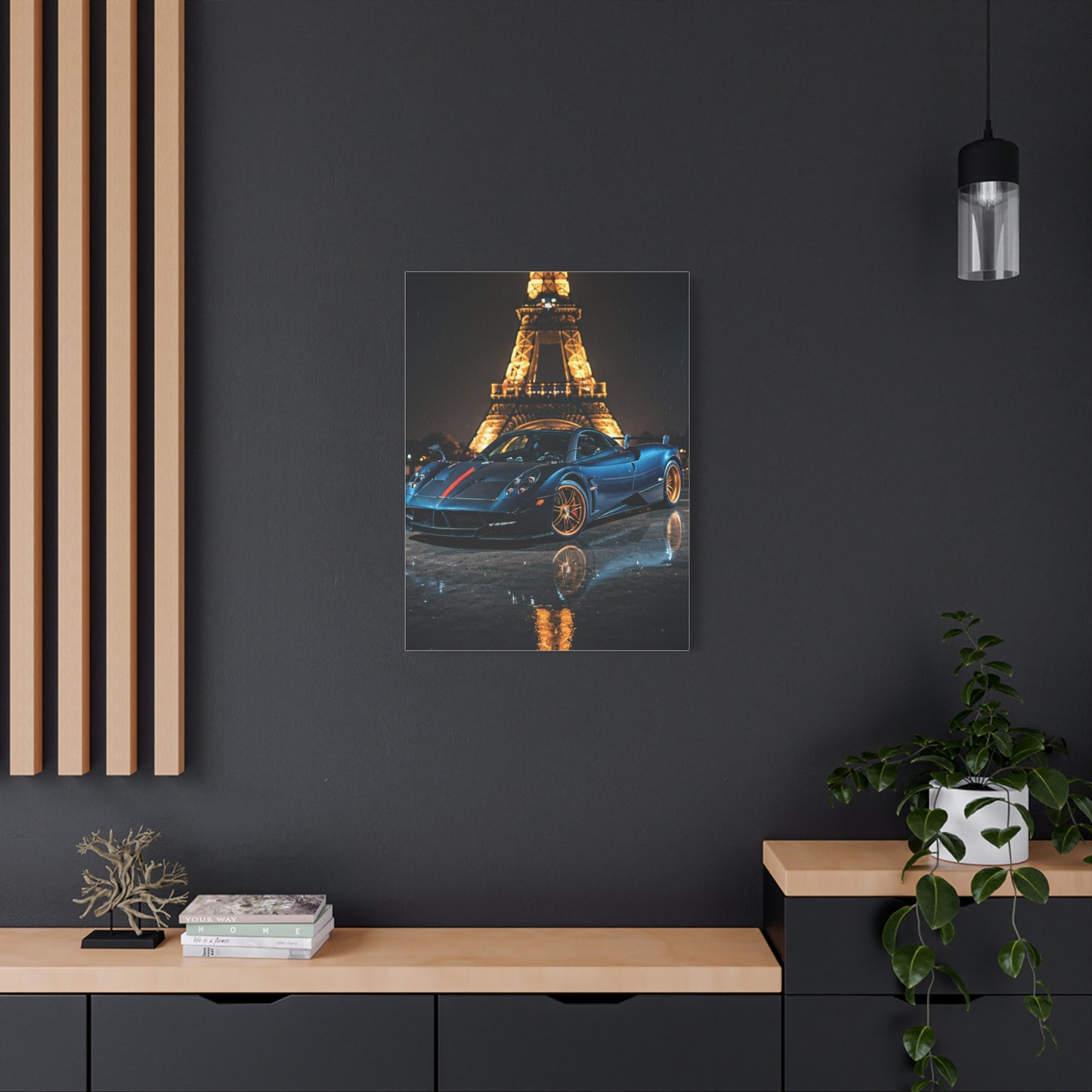 Pagani Huayra Paris Eiffel Tower Night Wall Art & Canvas Prints