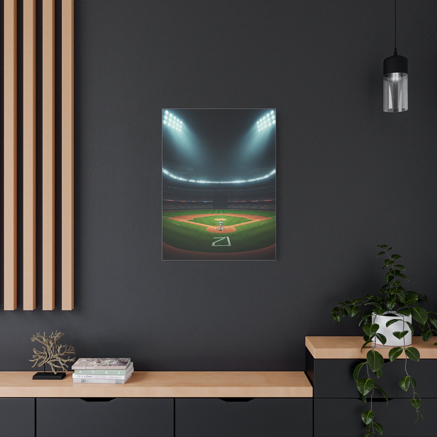 Night Baseball Stadium Lights Wide Scene Wall Art & Canvas Prints