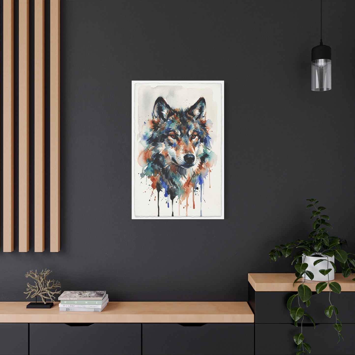 Watercolor Expression Wolf Portrait Abstract Wall Art & Canvas Print