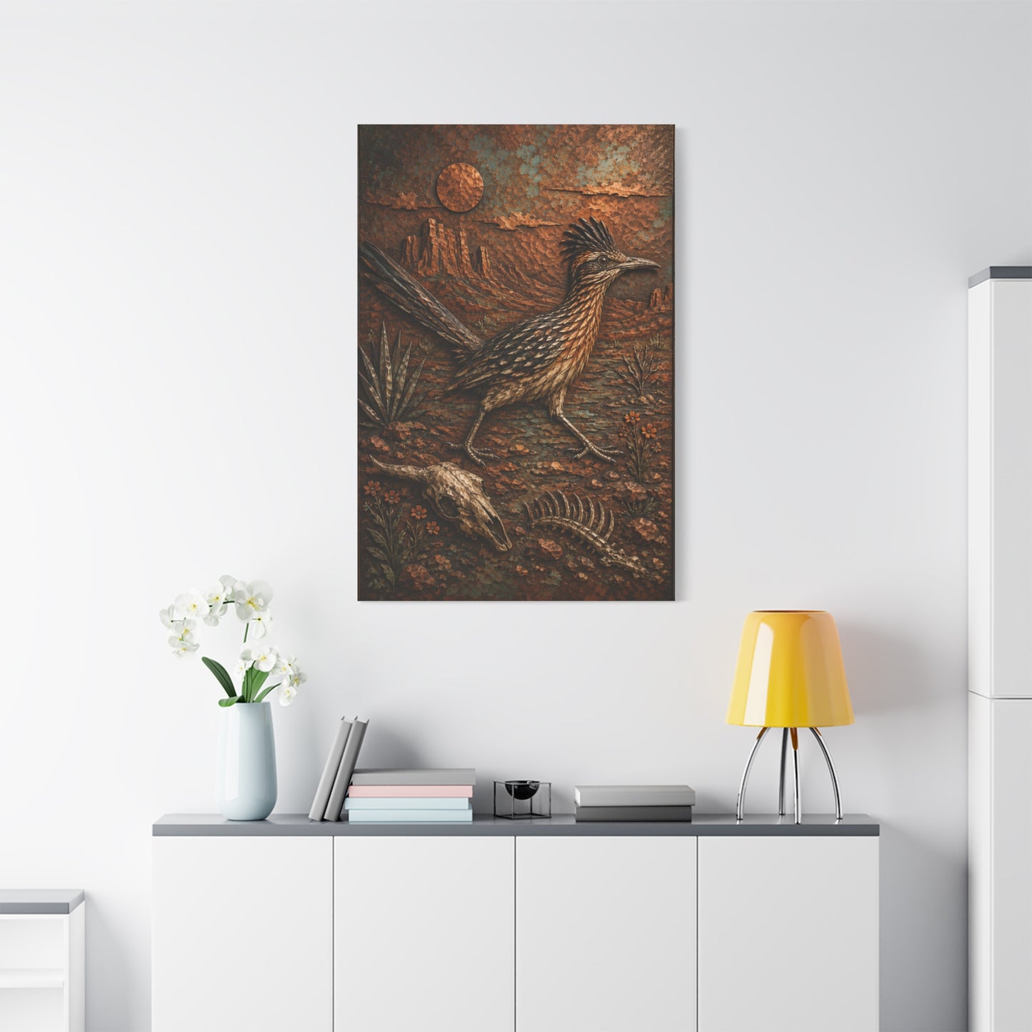 Hammered Copper Roadrunner Southwest Wall Art & Canvas Print