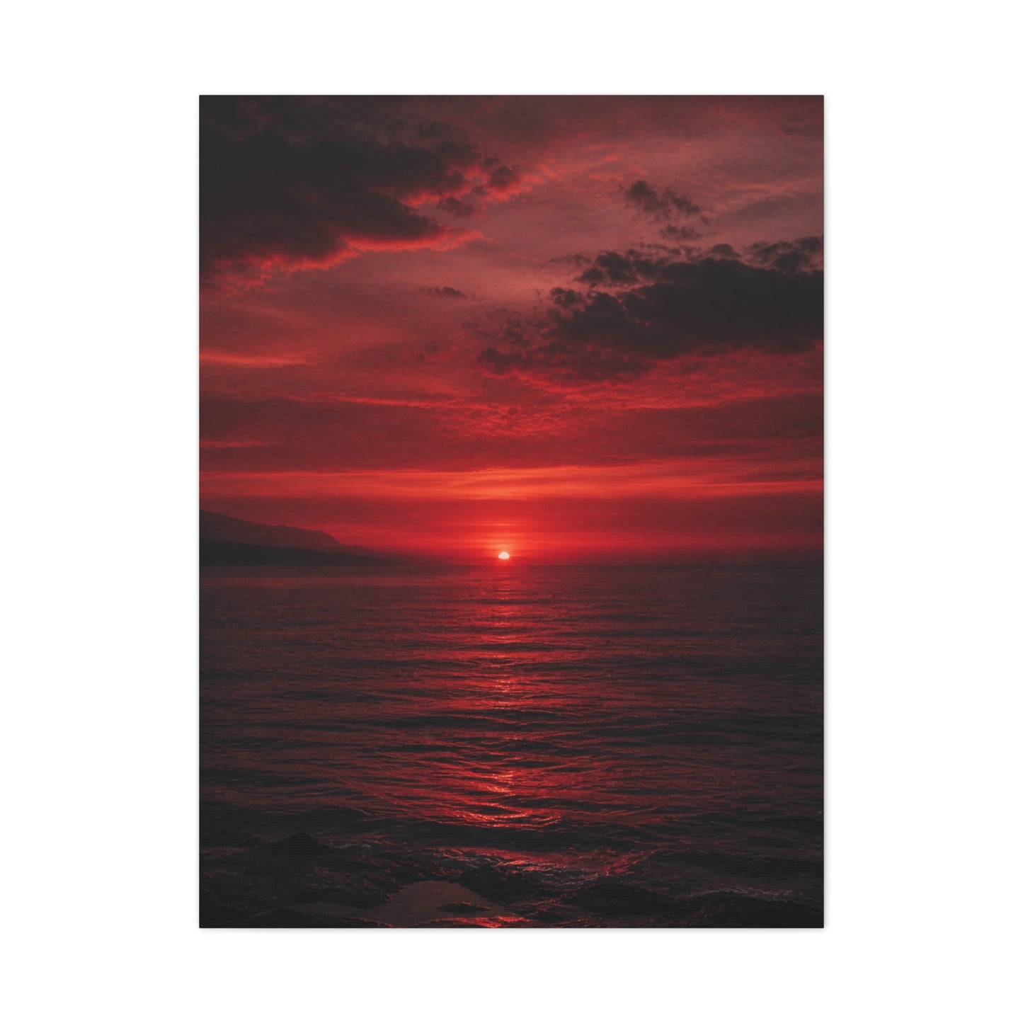 Crimson Sunset Seascape Wall Art & Canvas Print