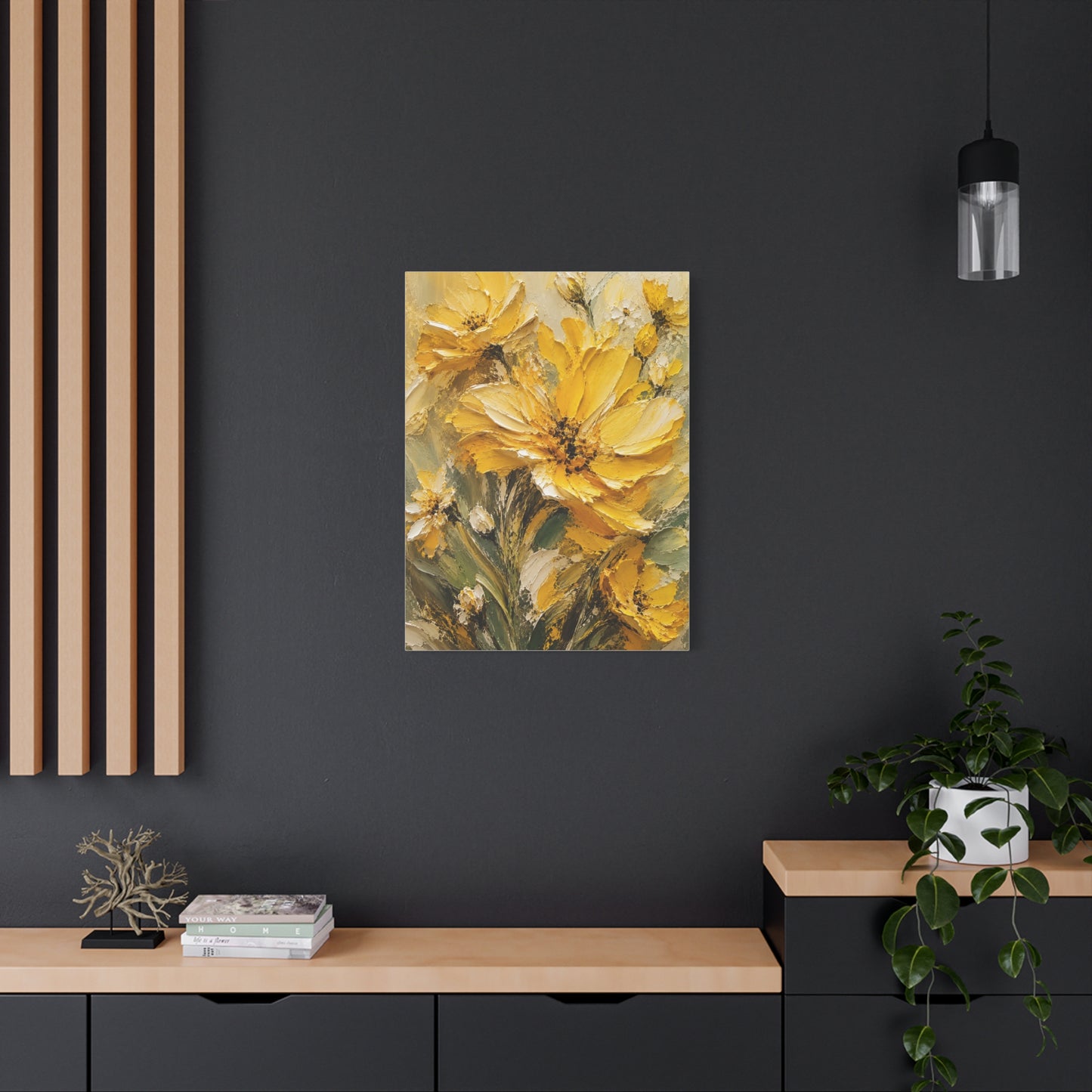 Impasto Golden Floral Texture Composition Wall Art & Canvas Print