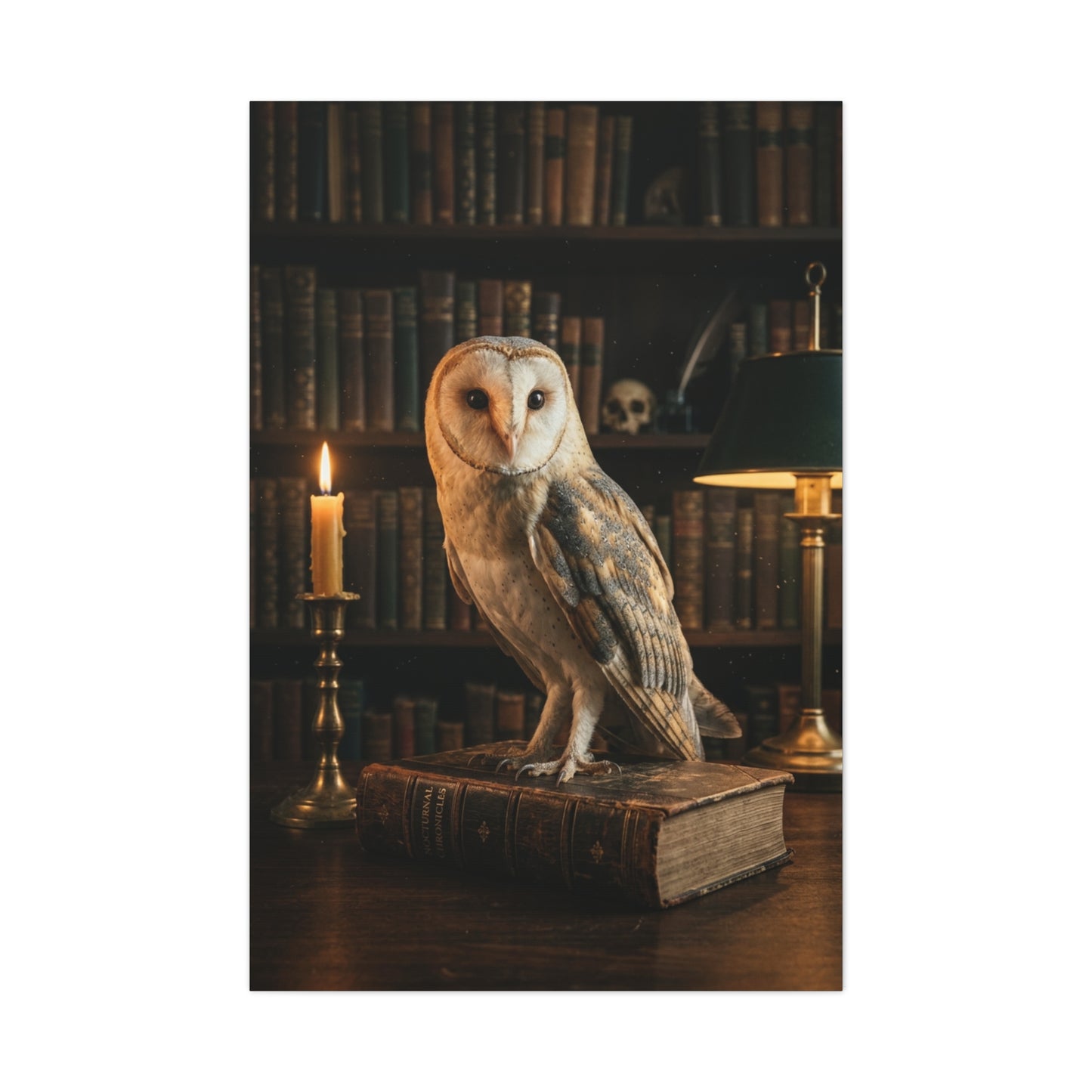 Classic Majestic Barn Owl Library Portrait Wall Art & Canvas Print
