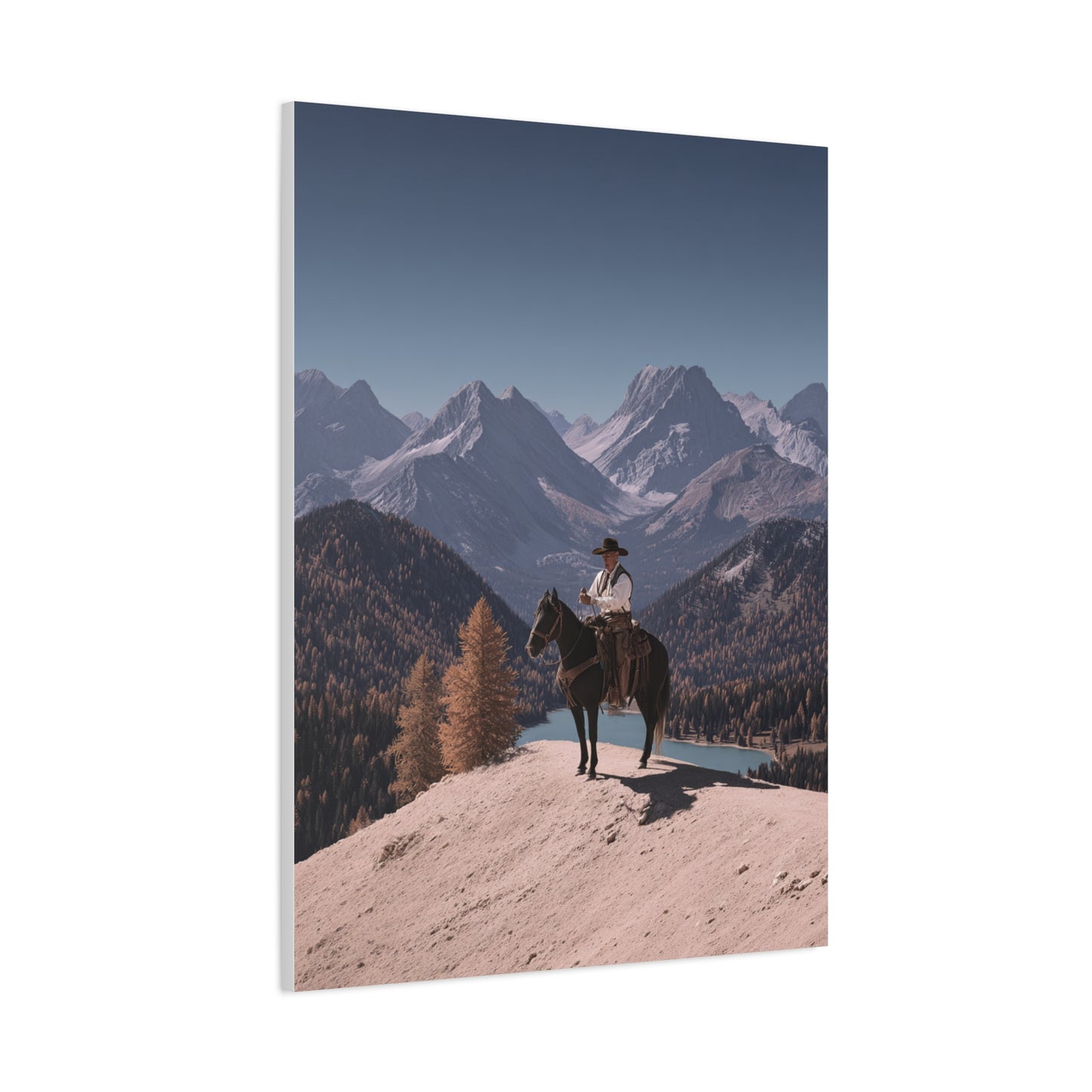 Mountain Overlook Cowboy Wall Art & Canvas Print
