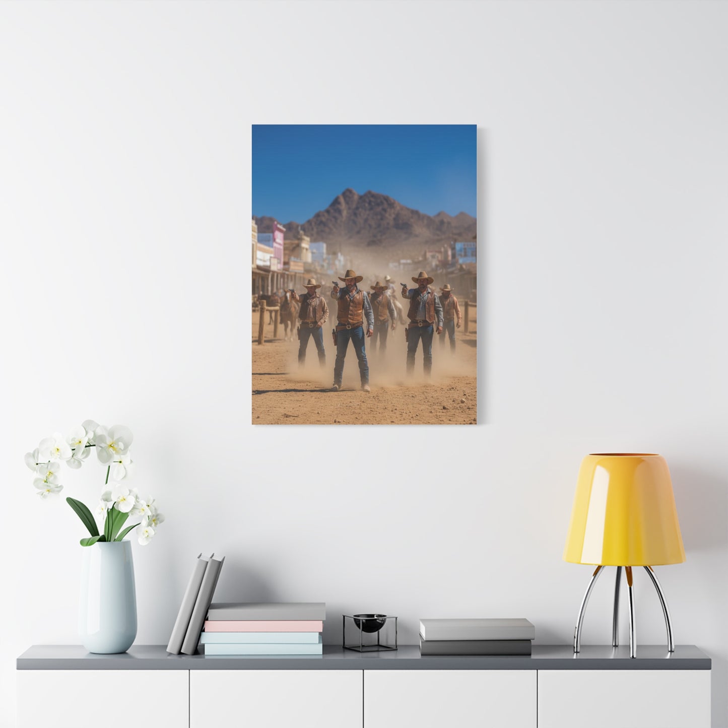 Frontier Gunslingers Western Street Standoff Wall Art & Canvas Print