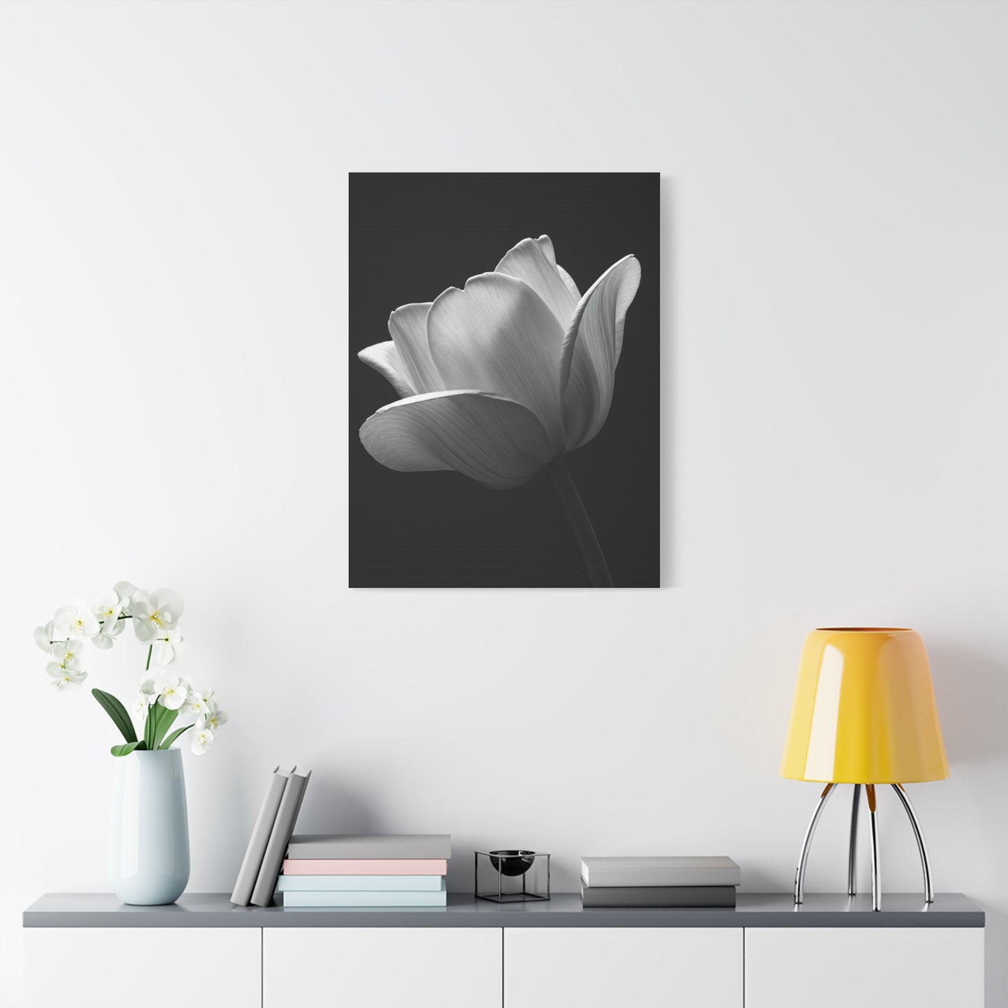 Orchid Symmetry in Black & White Wall Art & Canvas Prints