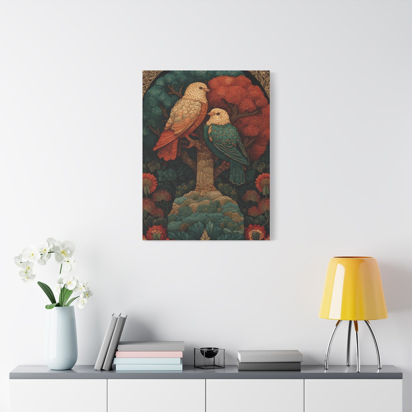 Folk Tree of Life Birds Wall Art & Canvas Print