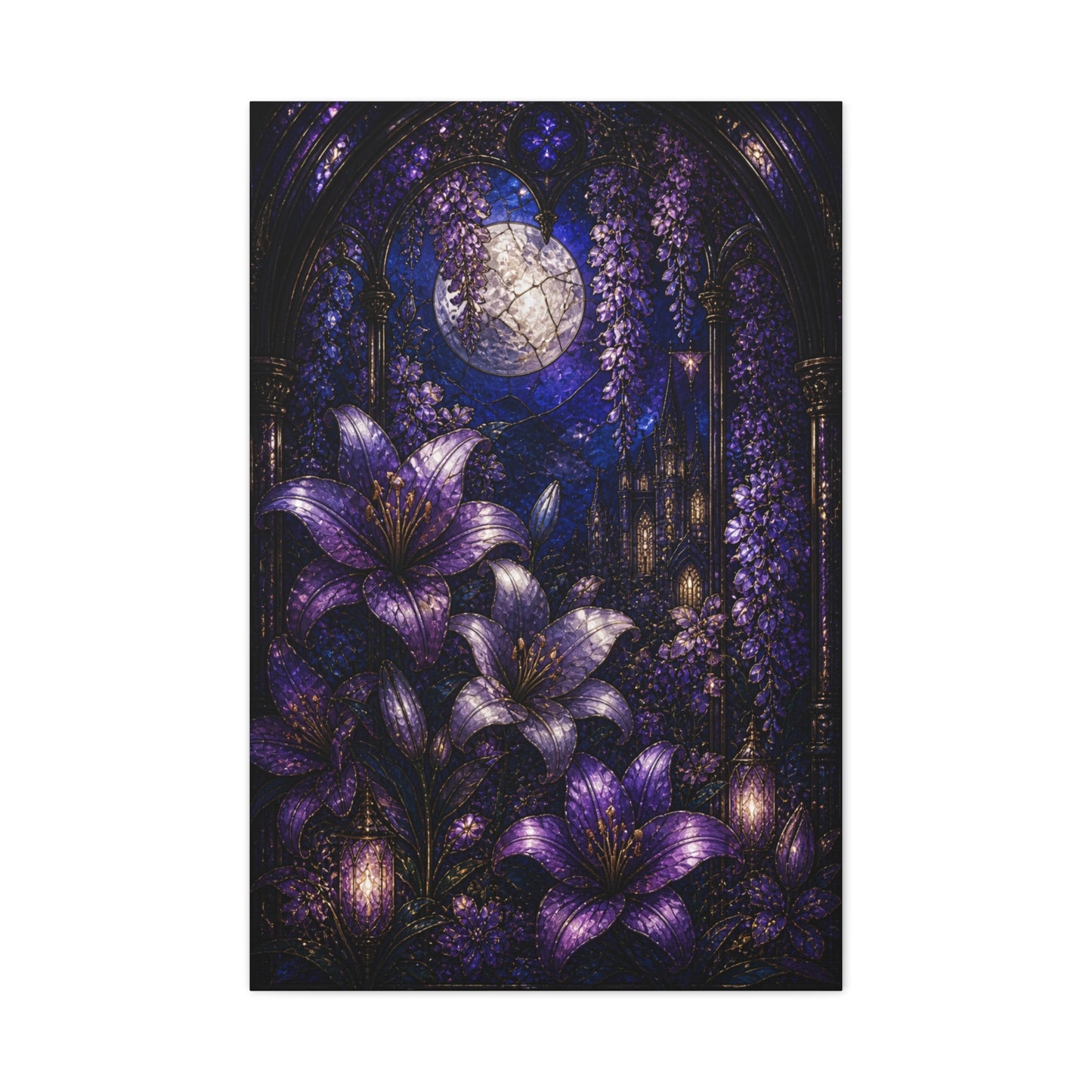 Stained Glass Violet Cathedral Garden Wall Art & Canvas Print