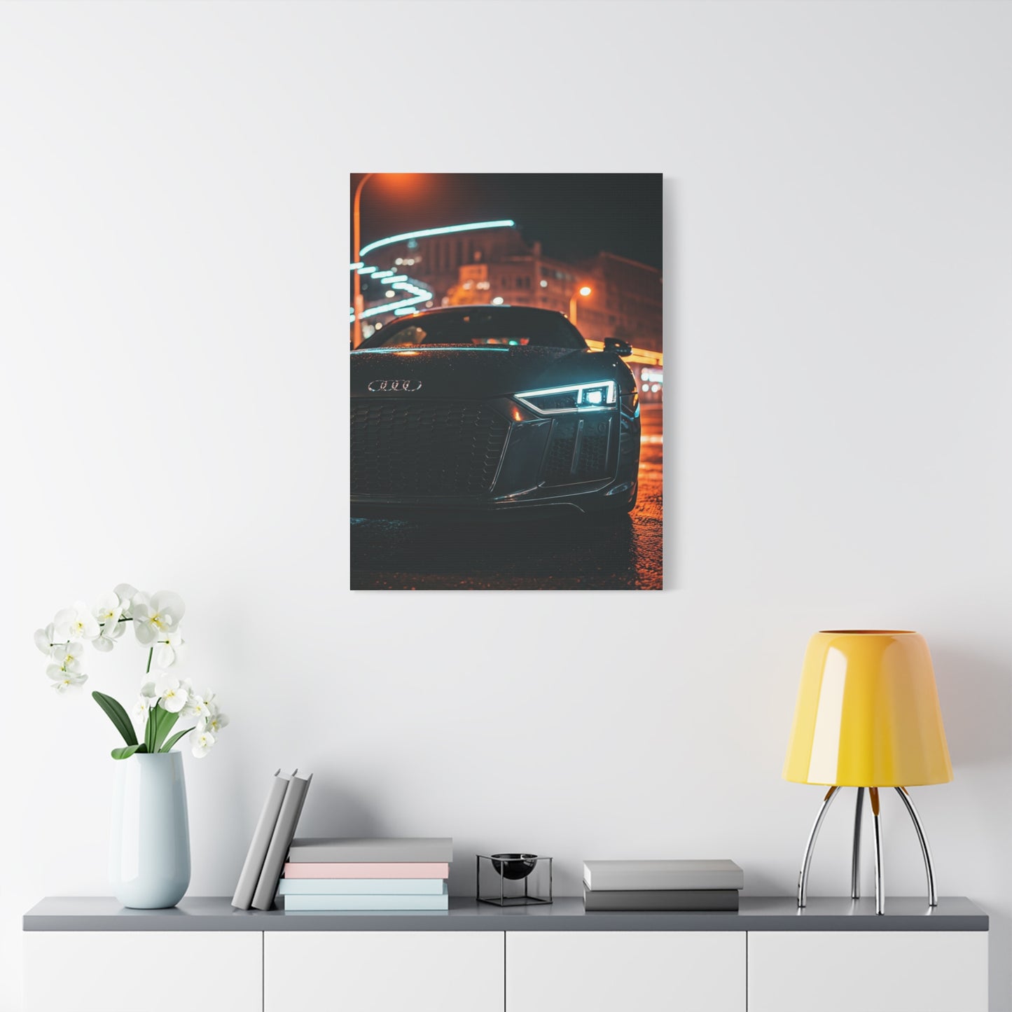 Audi R8 V10 Plus Downtown Night Drive Wall Art & Canvas Prints