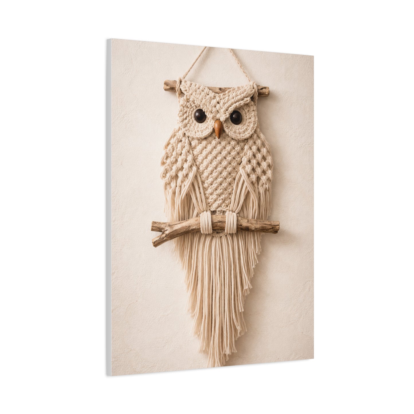 Boho Macrame Owl Textile Wall Art & Canvas Print