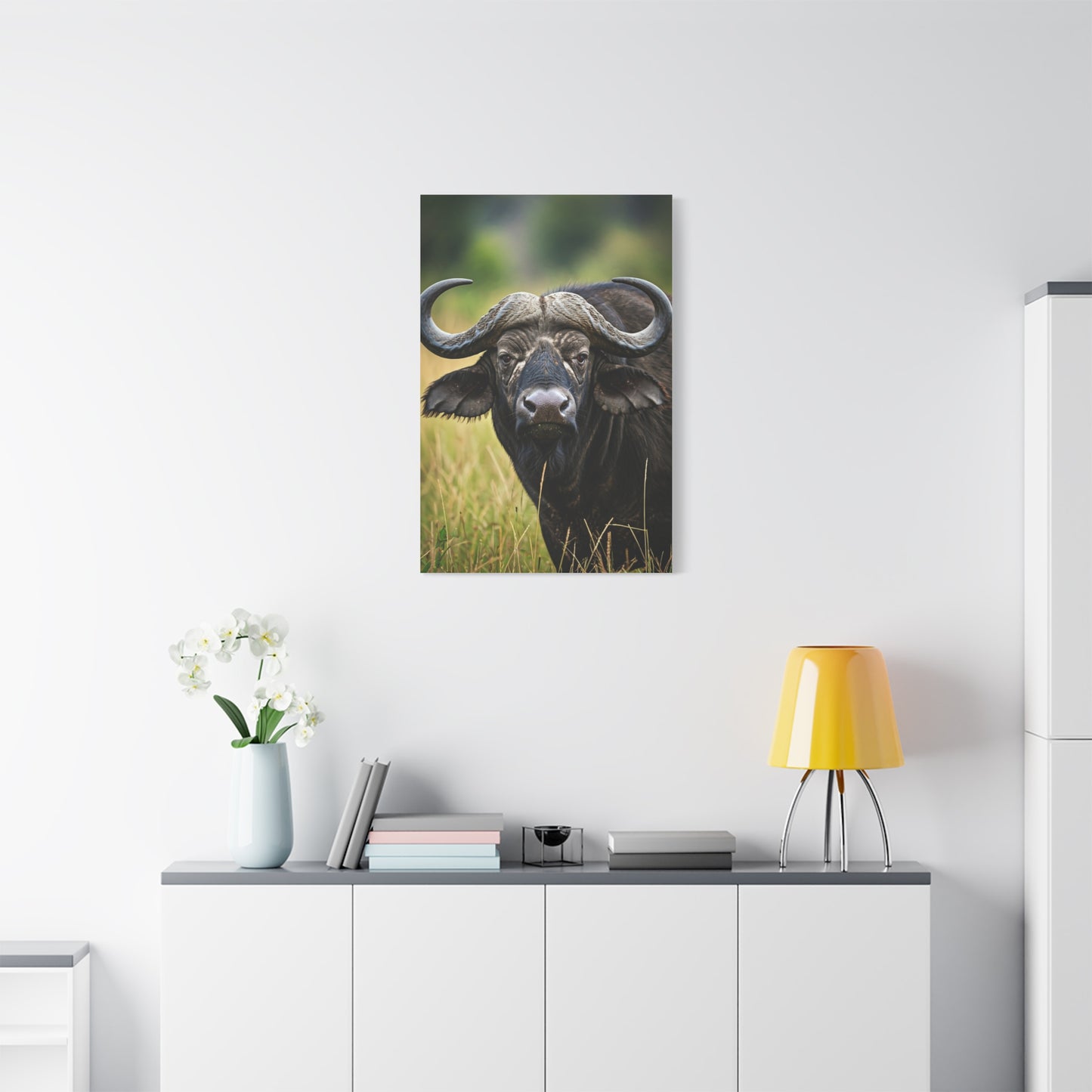 Cape Buffalo in Savannah Grassland Portrait Wall Art & Canvas Print