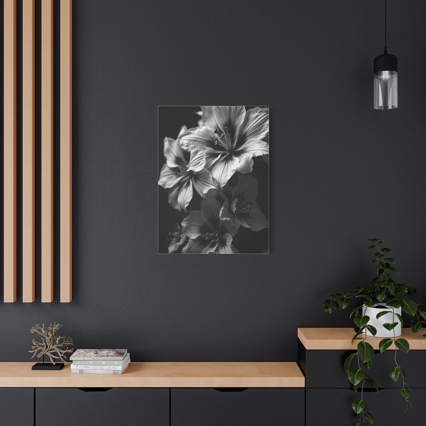 Noir & Blanc Floral Symphony Wall Art & Canvas Print
